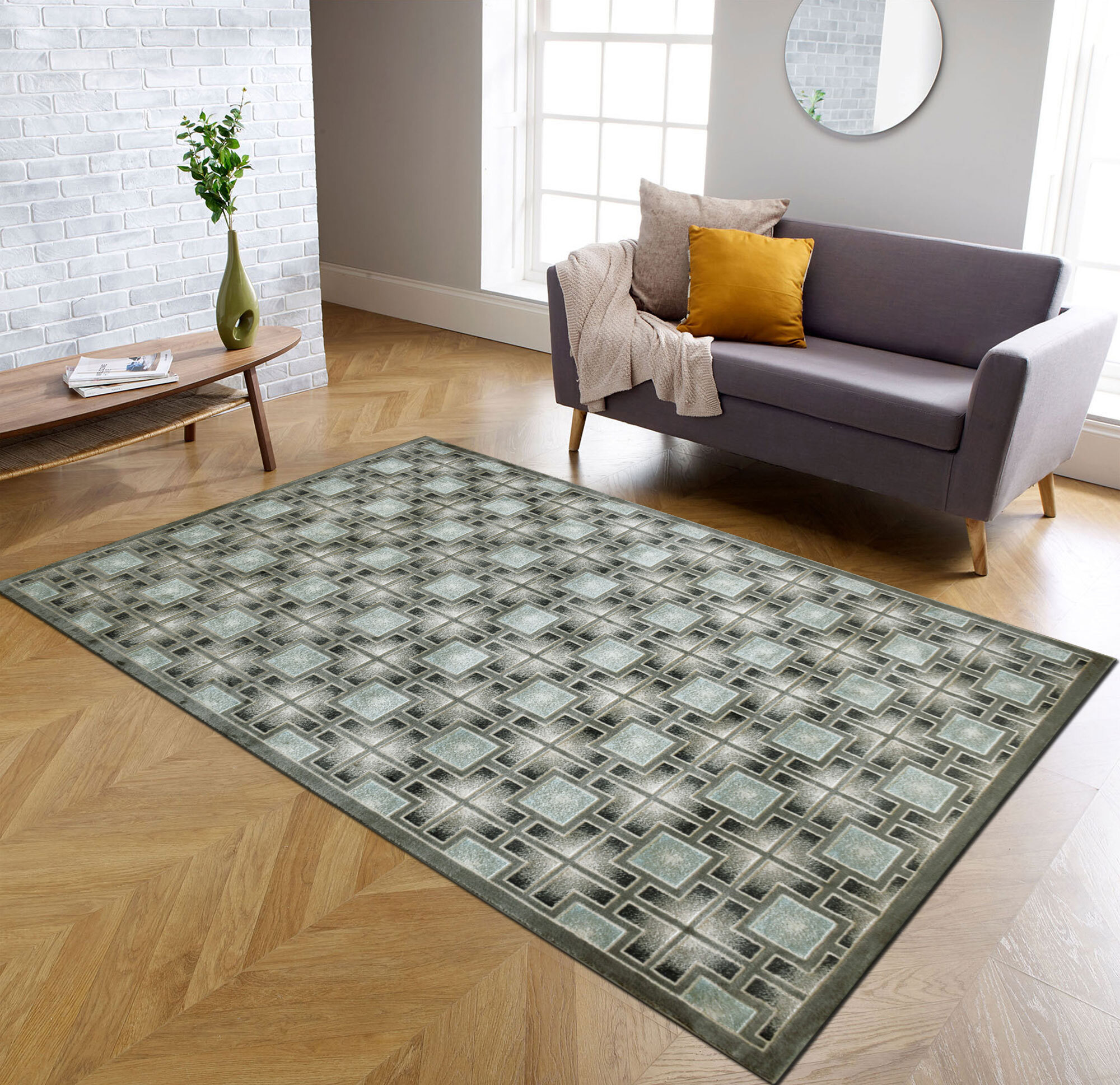 Large View Brigitte Square Pattern Rug