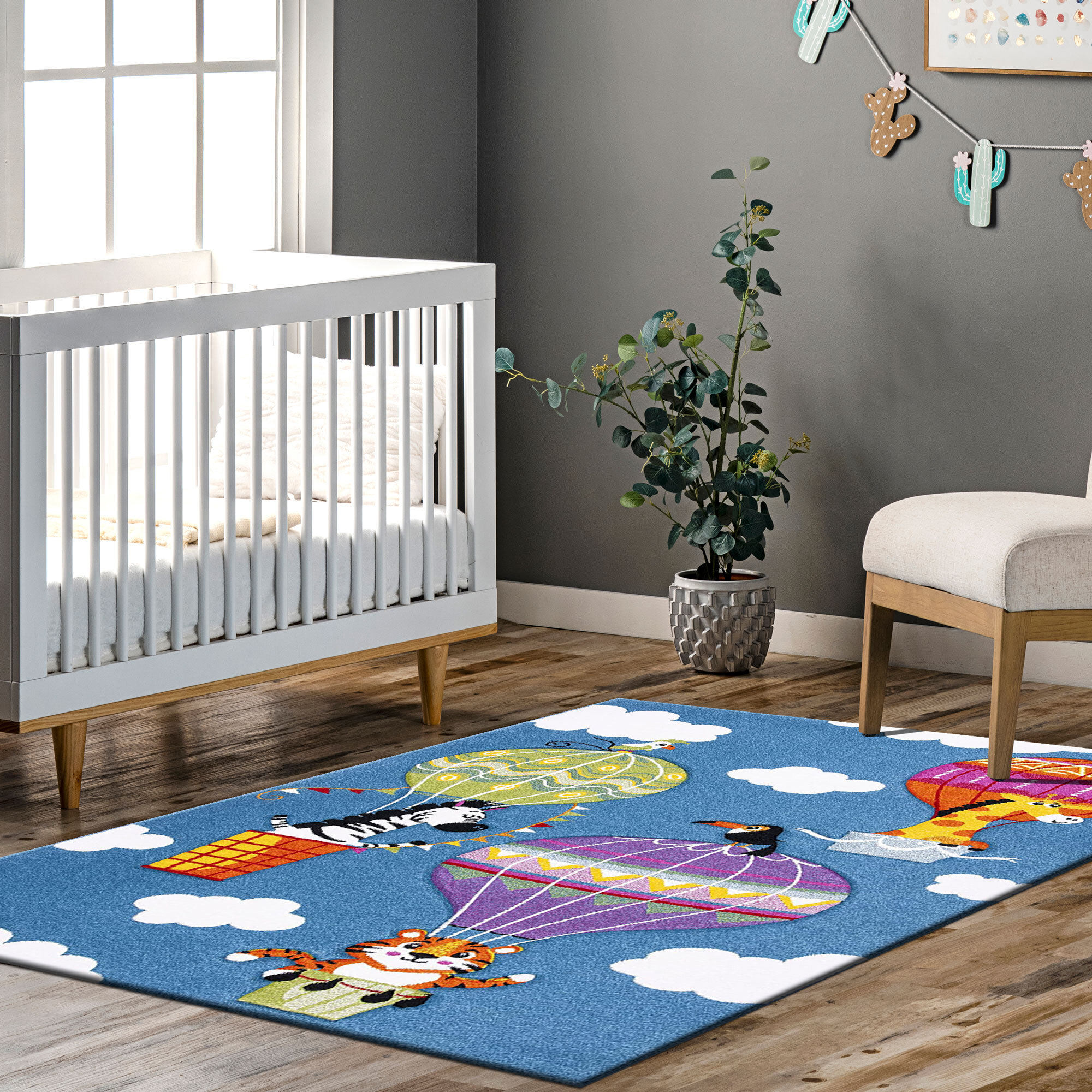 Charlie Hot Air Balloon Kids Rug