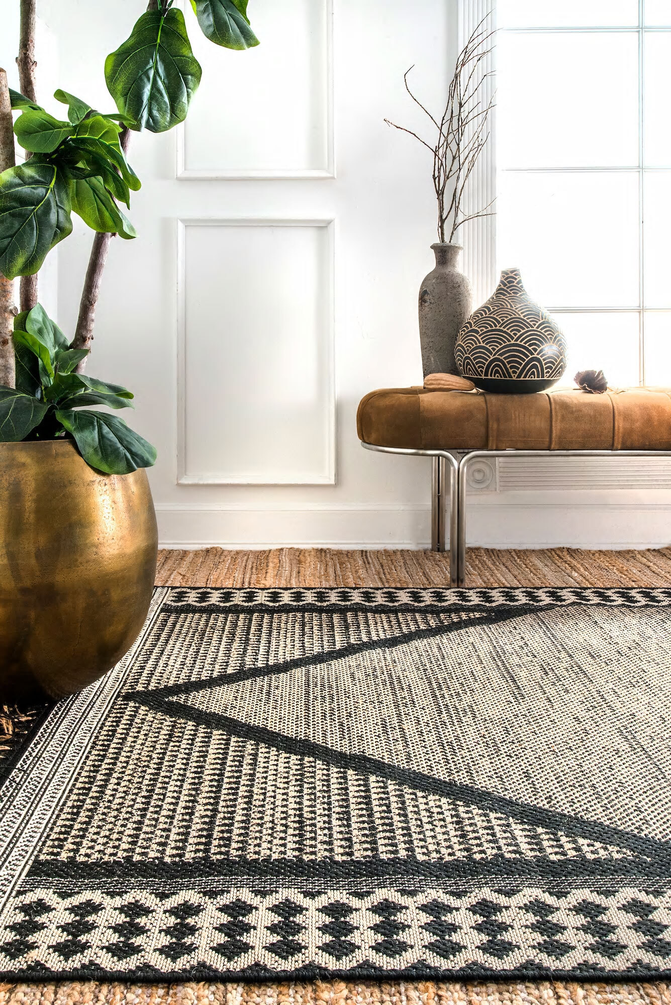 Carlo Diamond Design Fringed Rug