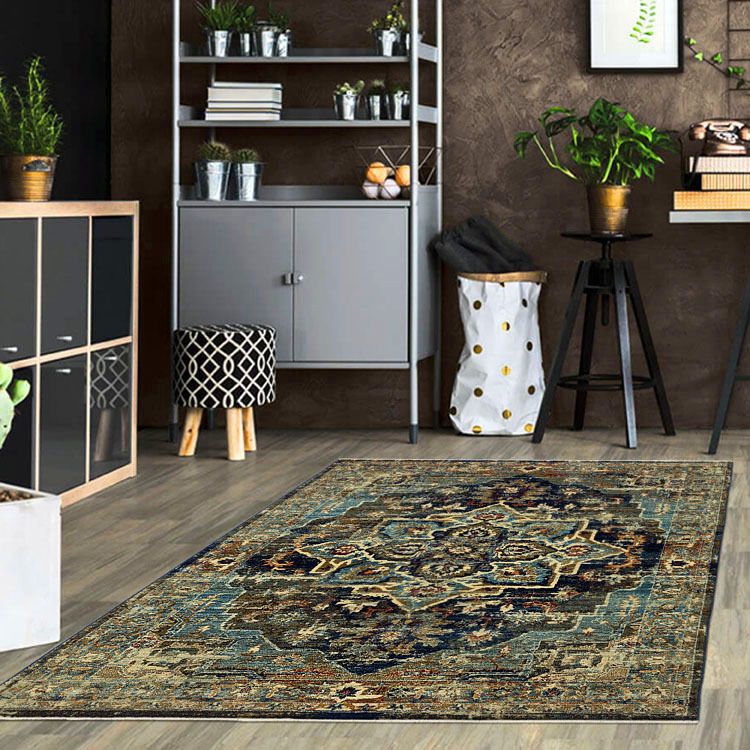 Large View Danny Navy Classic Medallion Rug