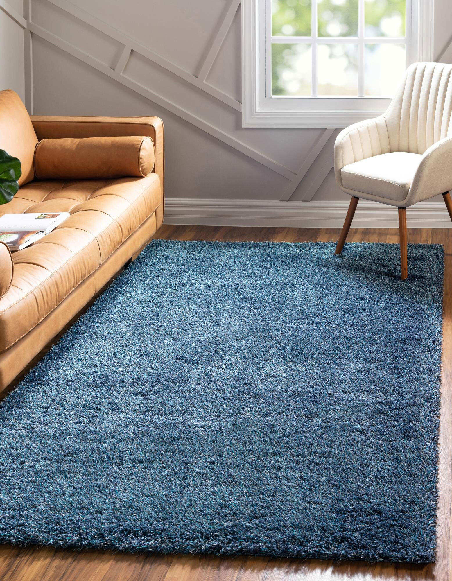 Dream Plain Blue Shaggy Rug
