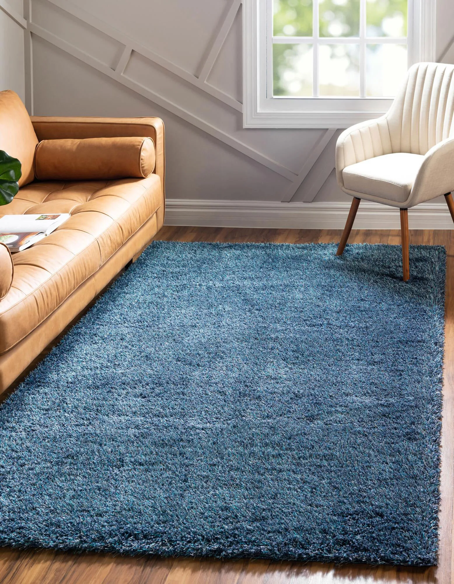 Dream Plain Blue Shaggy Rug