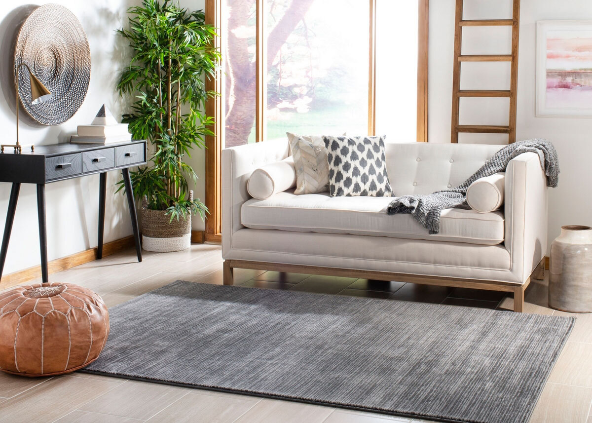 Large View Domani Modern Plain Grey Rug