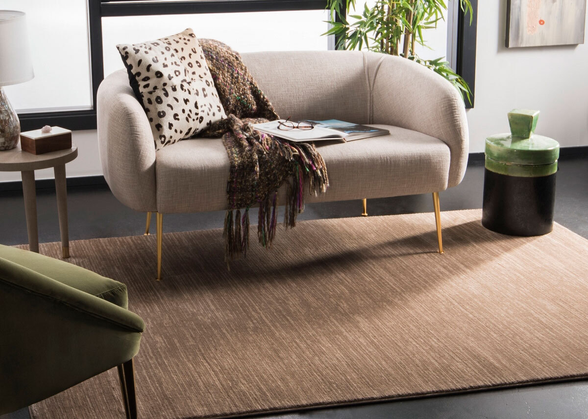 Large View Domani Modern Plain Brown Rug