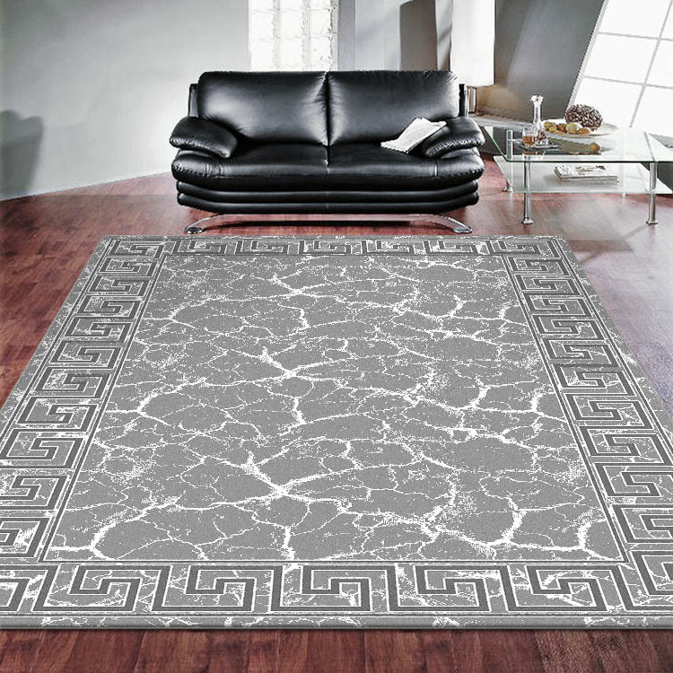 Dylan Grey Greek Key Border Rug