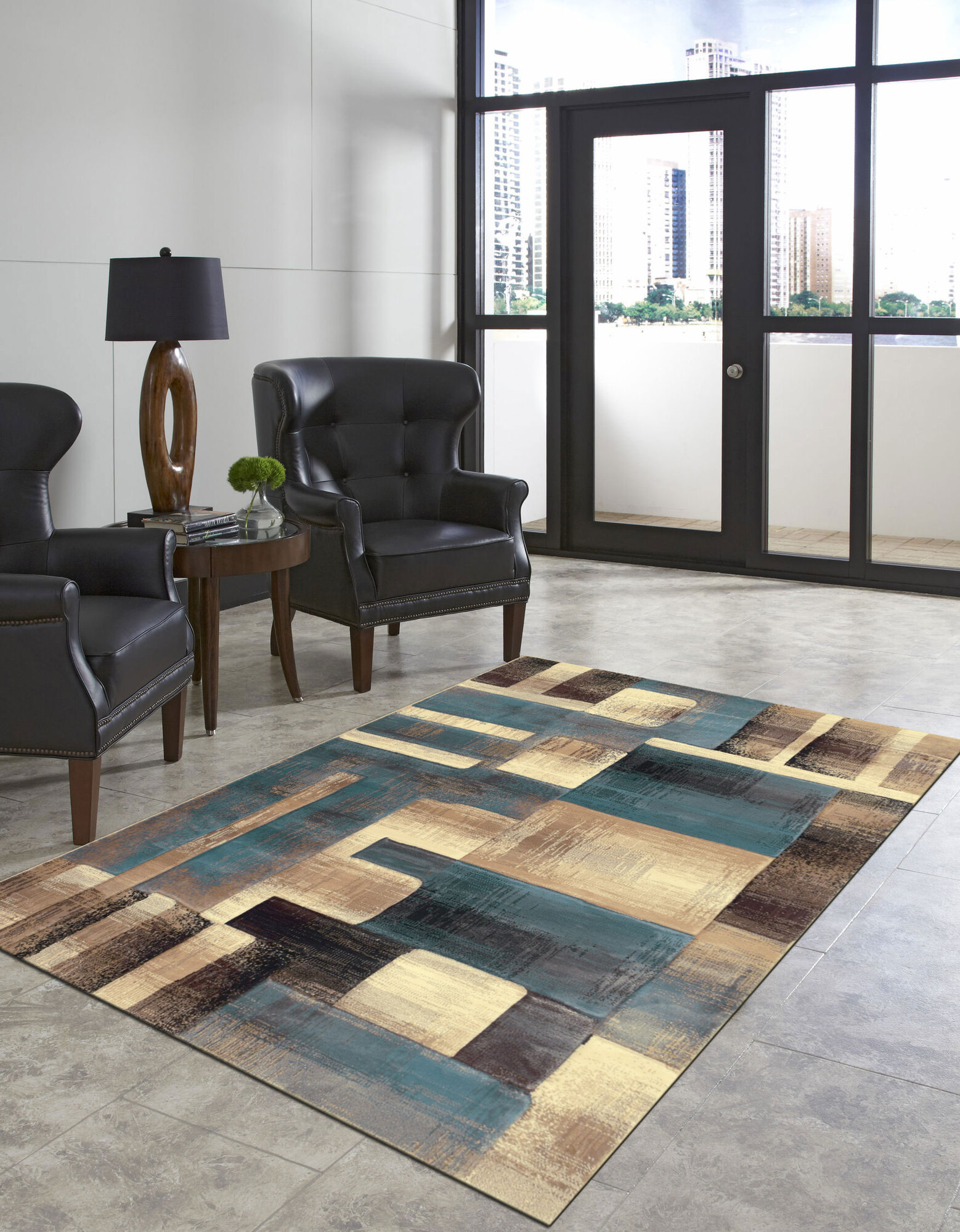 Large View Eliza Modern Carved Abstract Rug