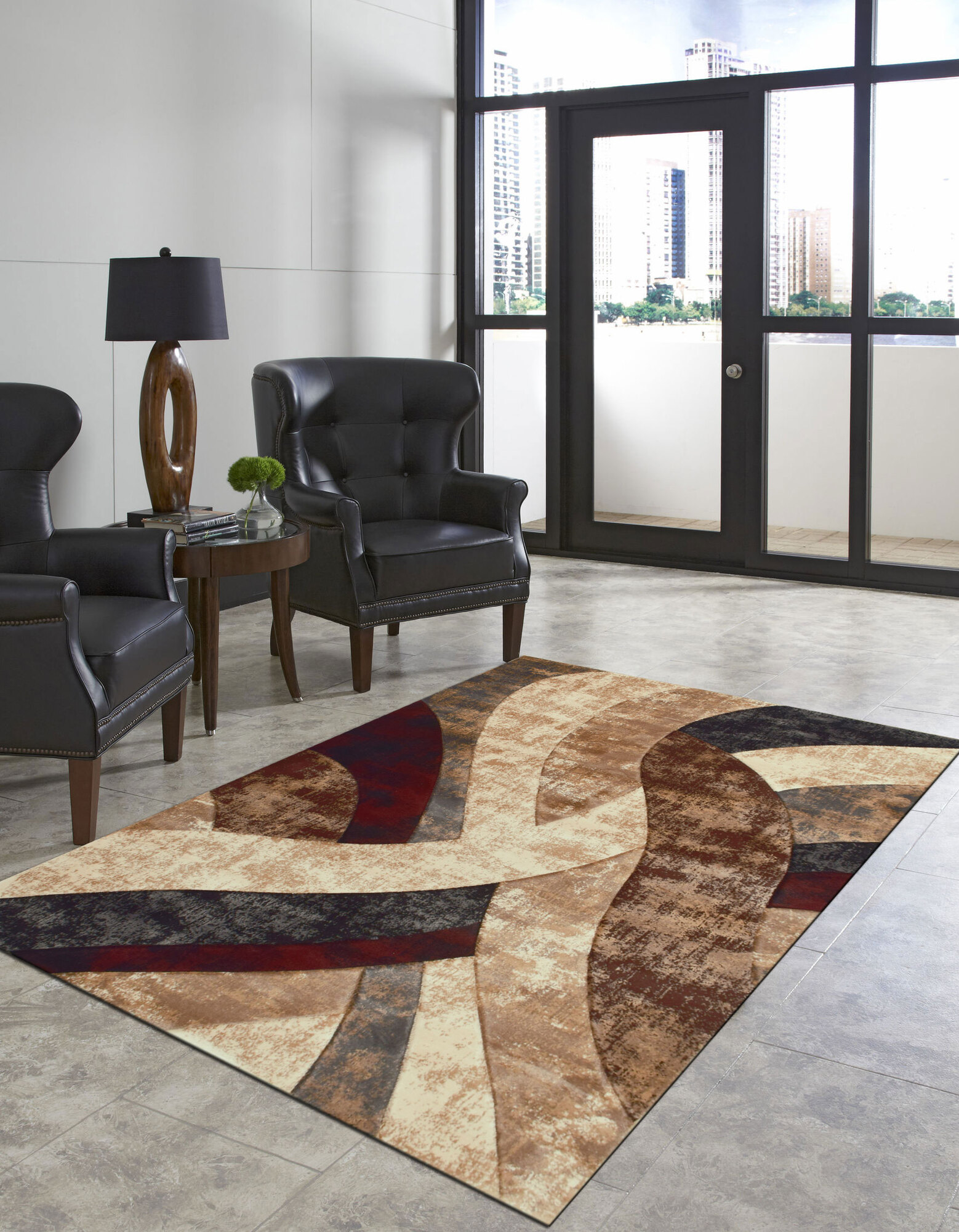 Large View Eliza Carved Modern Wavy Rug