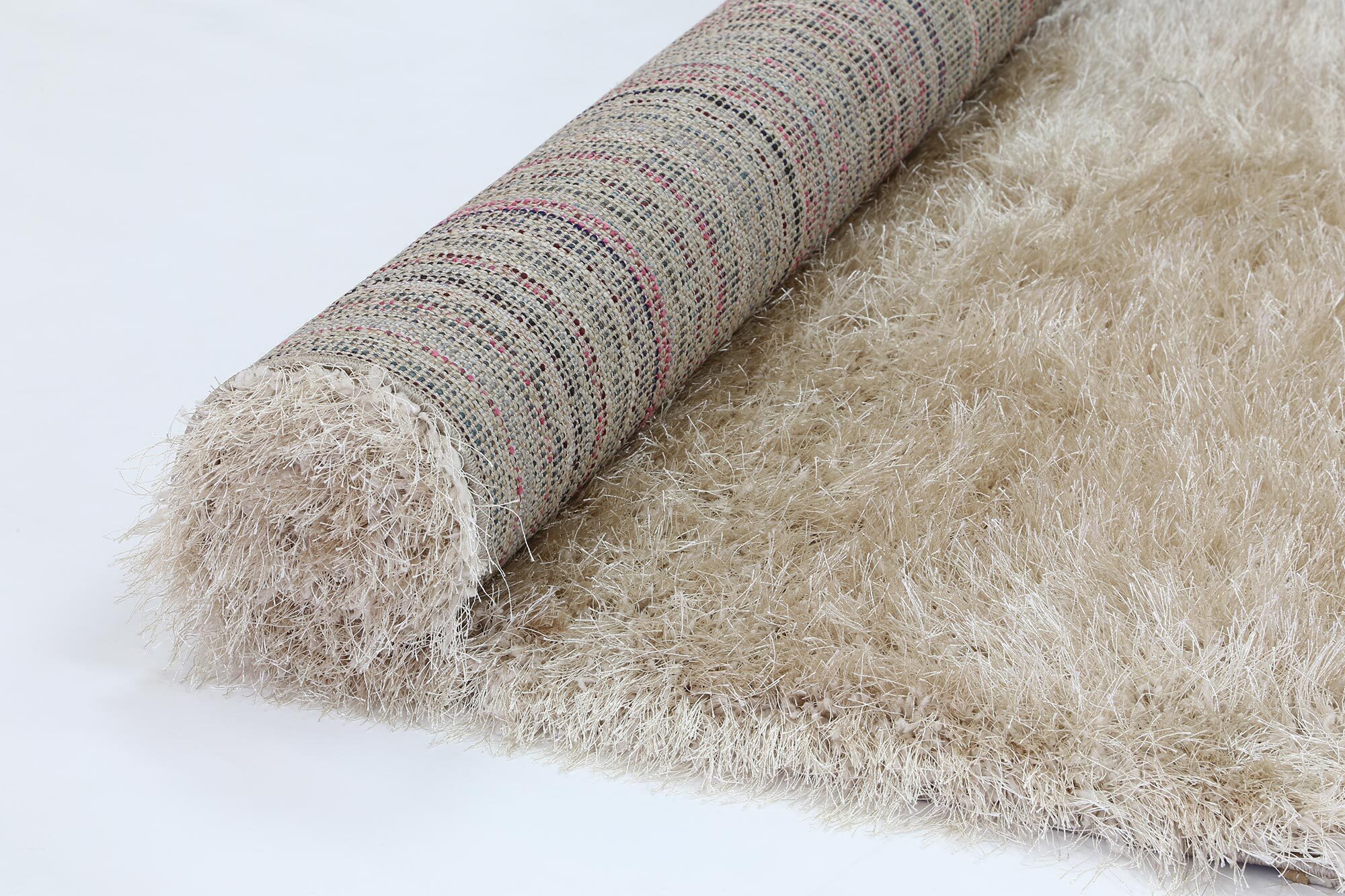 Large View Elisa Plain Beige Thick Shaggy Rug