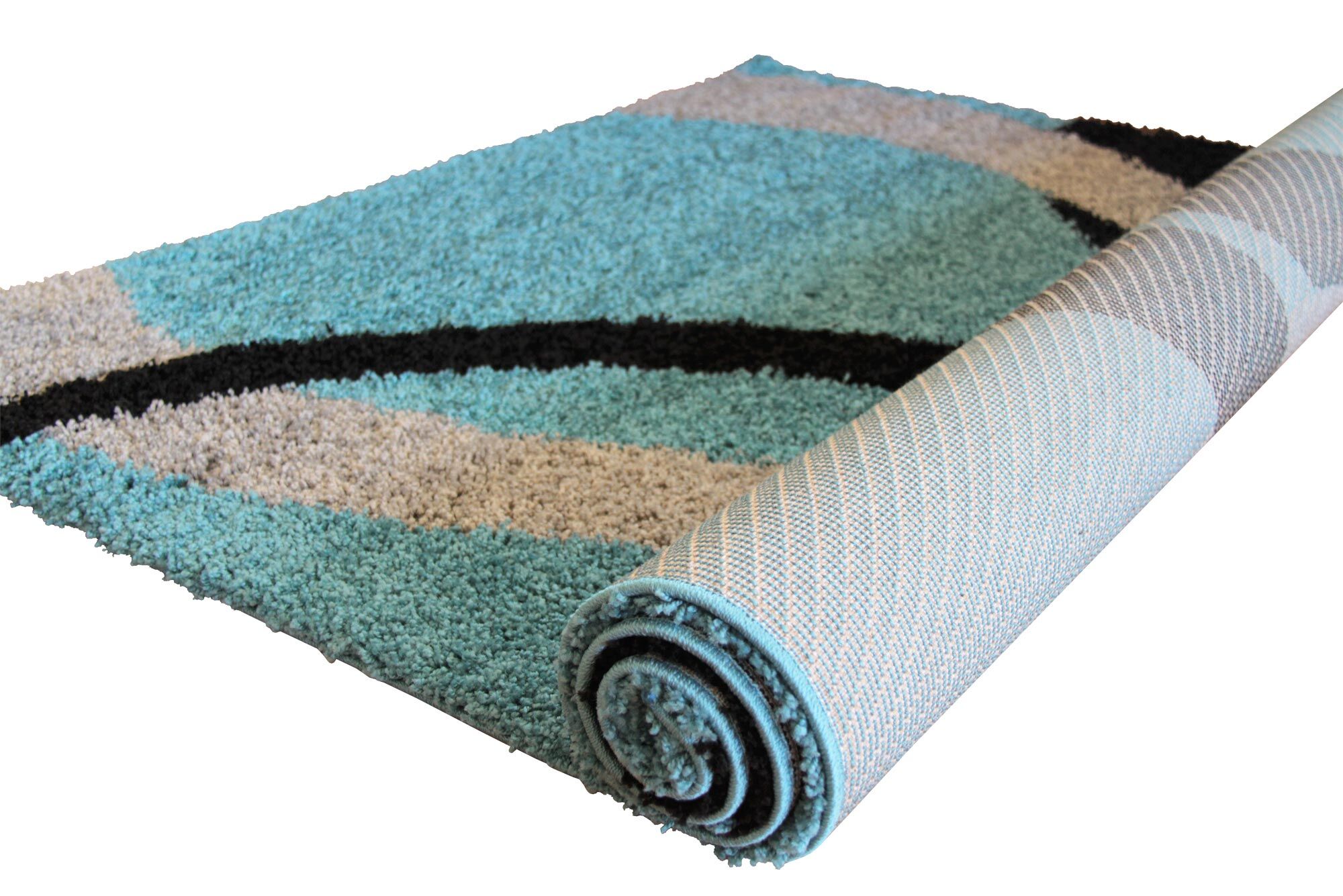 Moss Modern Turquoise Shag Rug