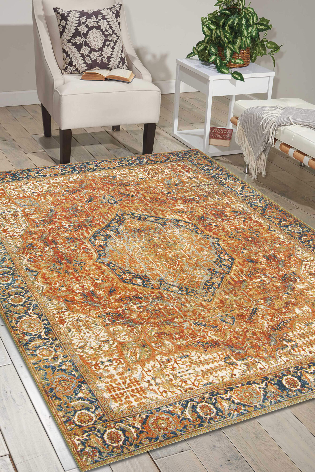 Large View Heriz Red Oriental Medallion Rug