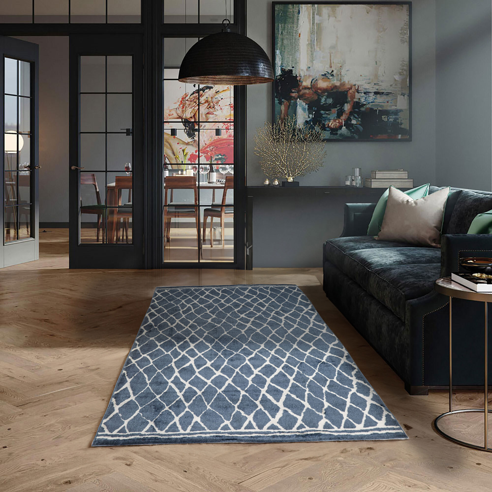 Large View Hebden Modern Trellis Rug