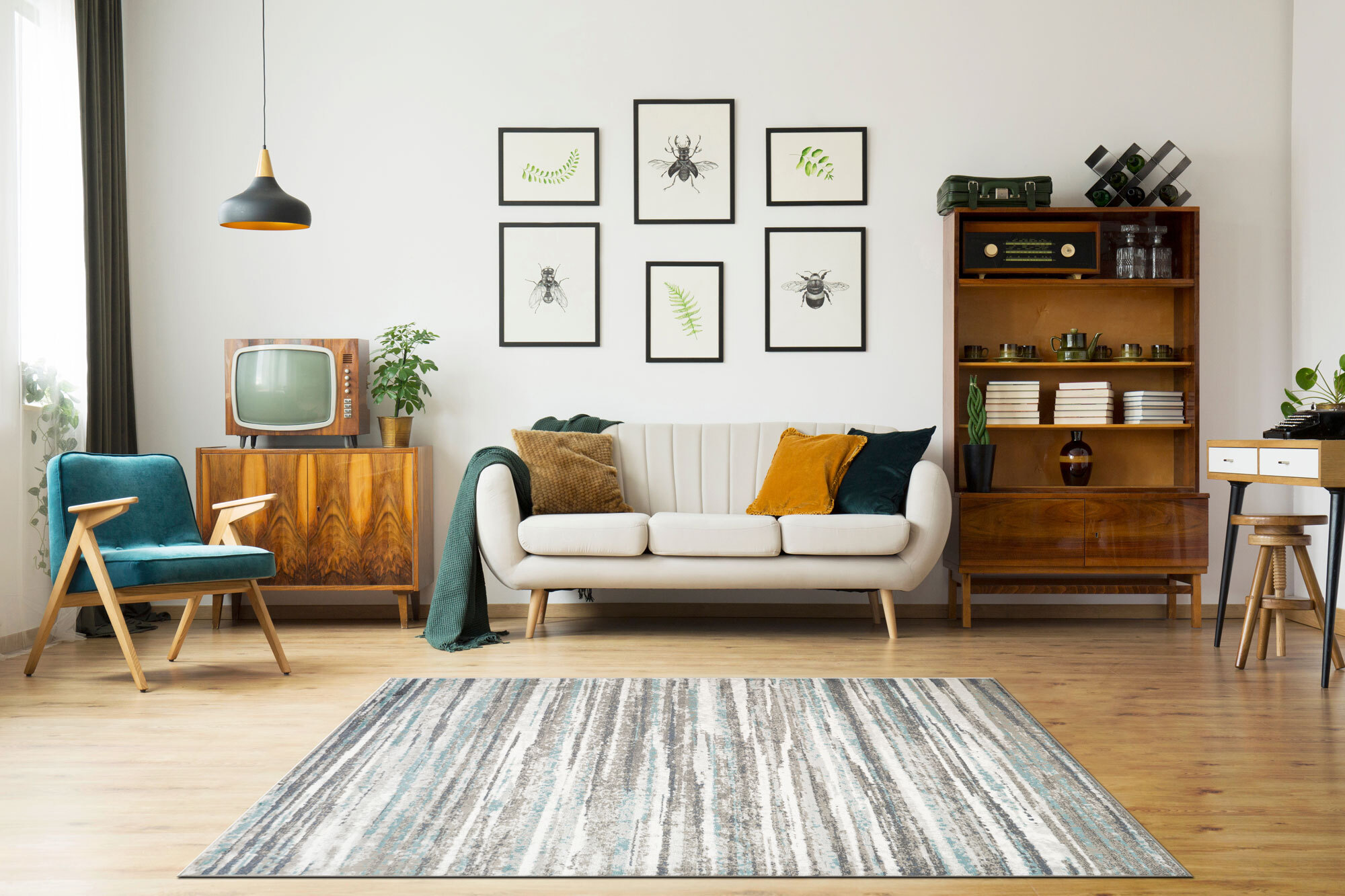 Large View Hebden Modern Striped Rug