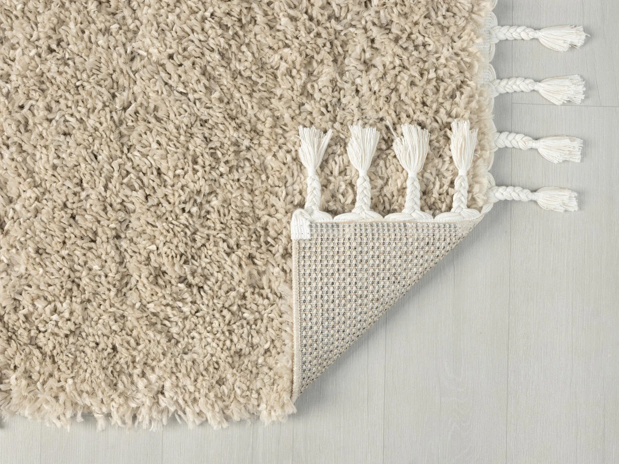 Joey Plain Beige Shaggy Rug