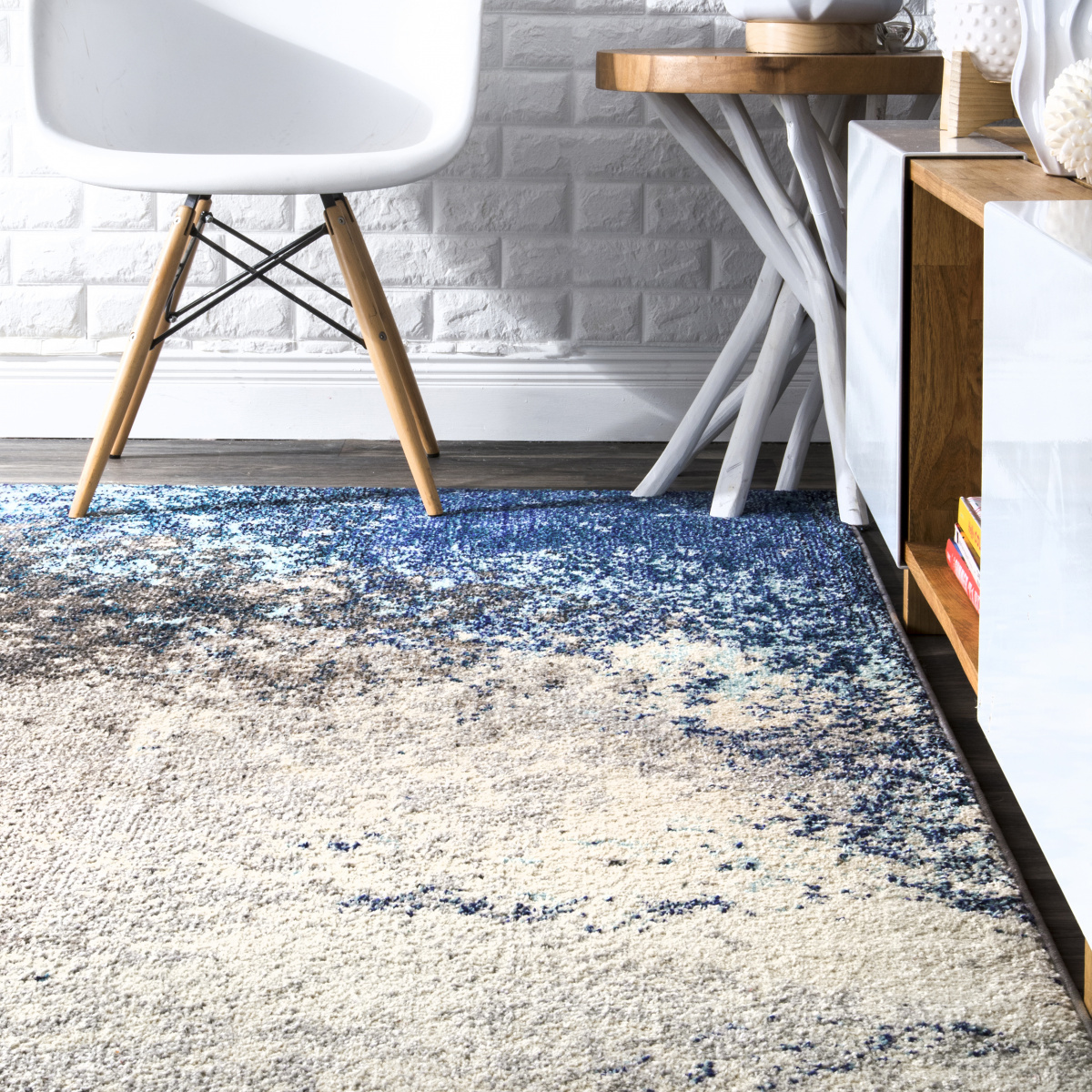 Kara Modern Blue Abstract Rug