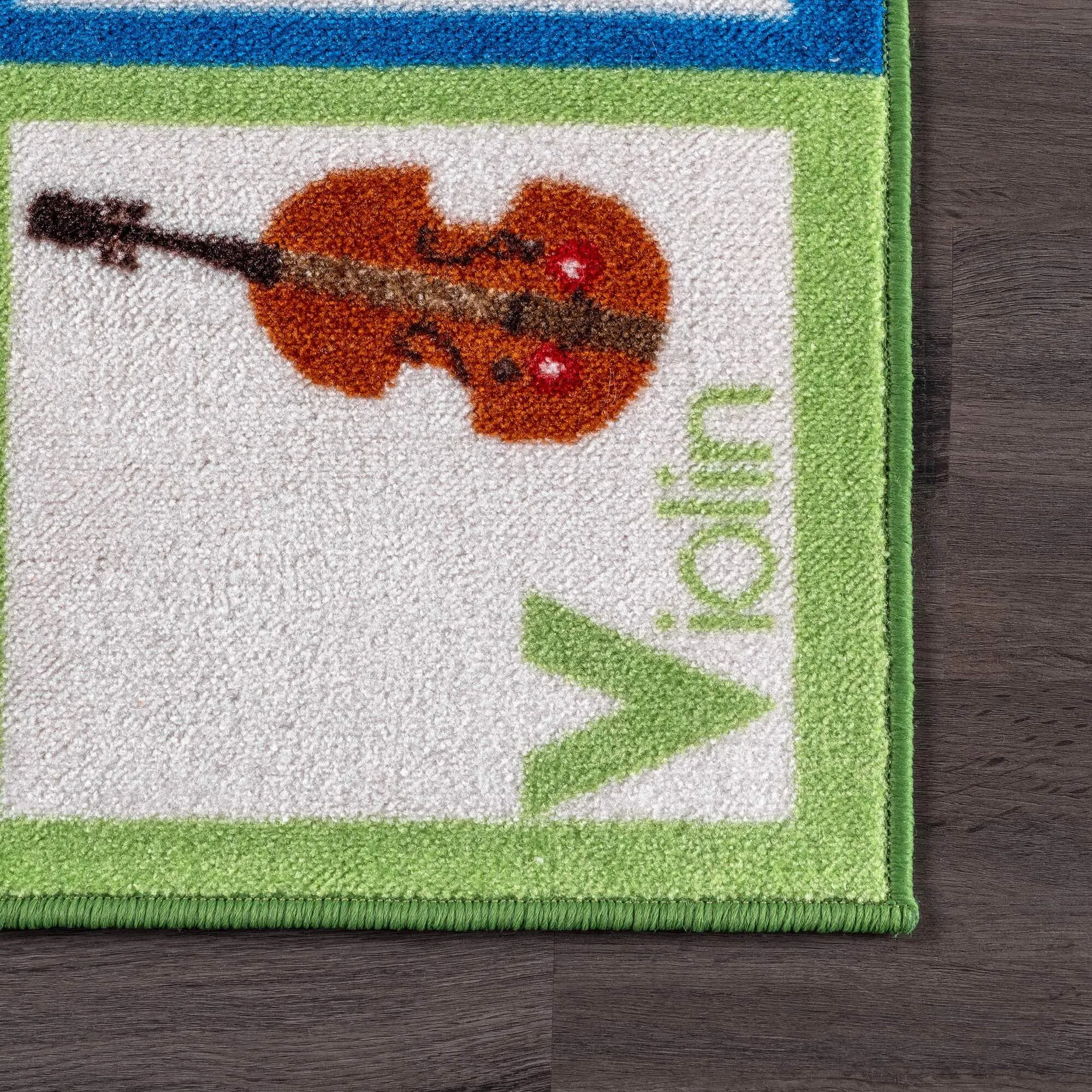 Large View Kids White Alphabet Picture Rug