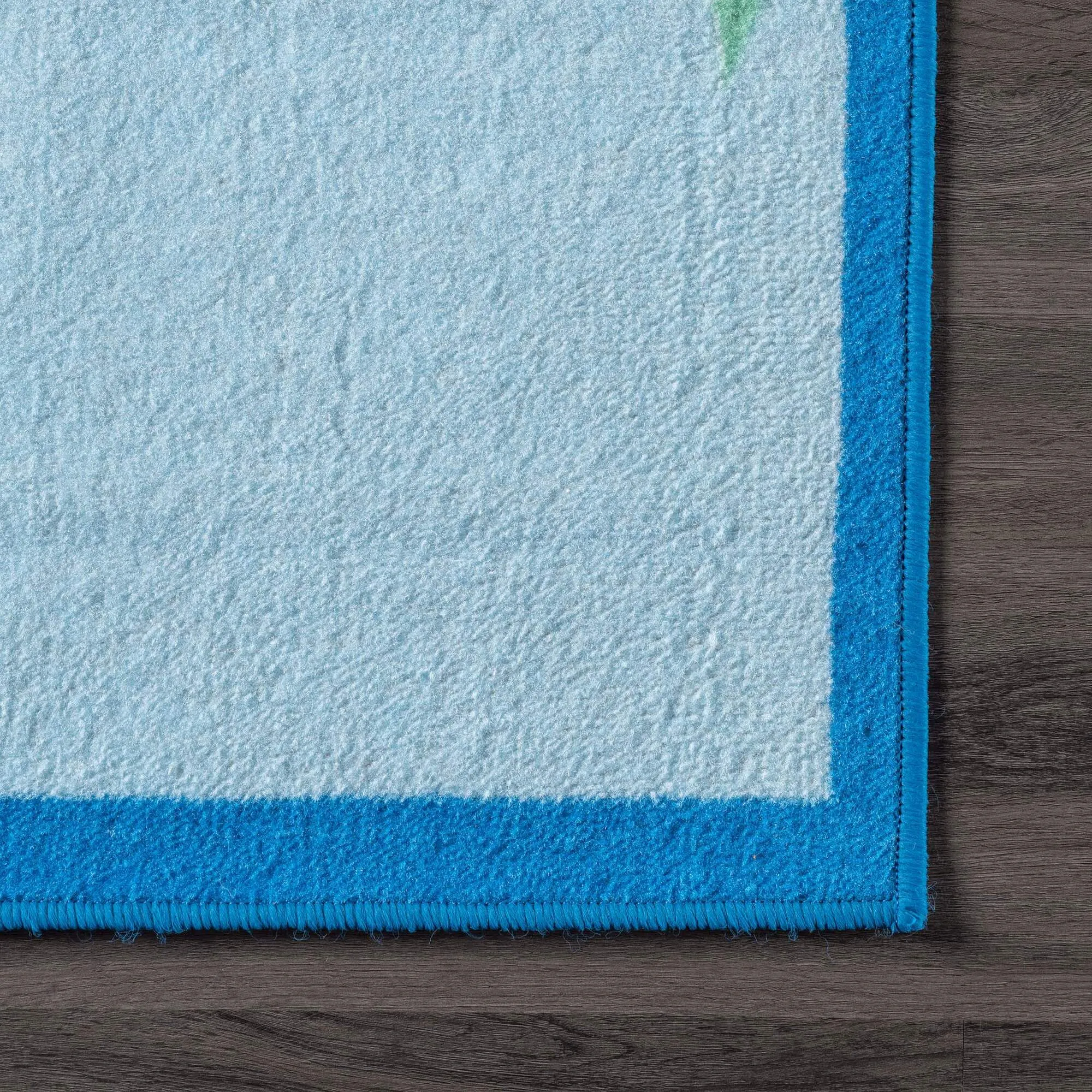 Large View Kids Blue World Map Rug