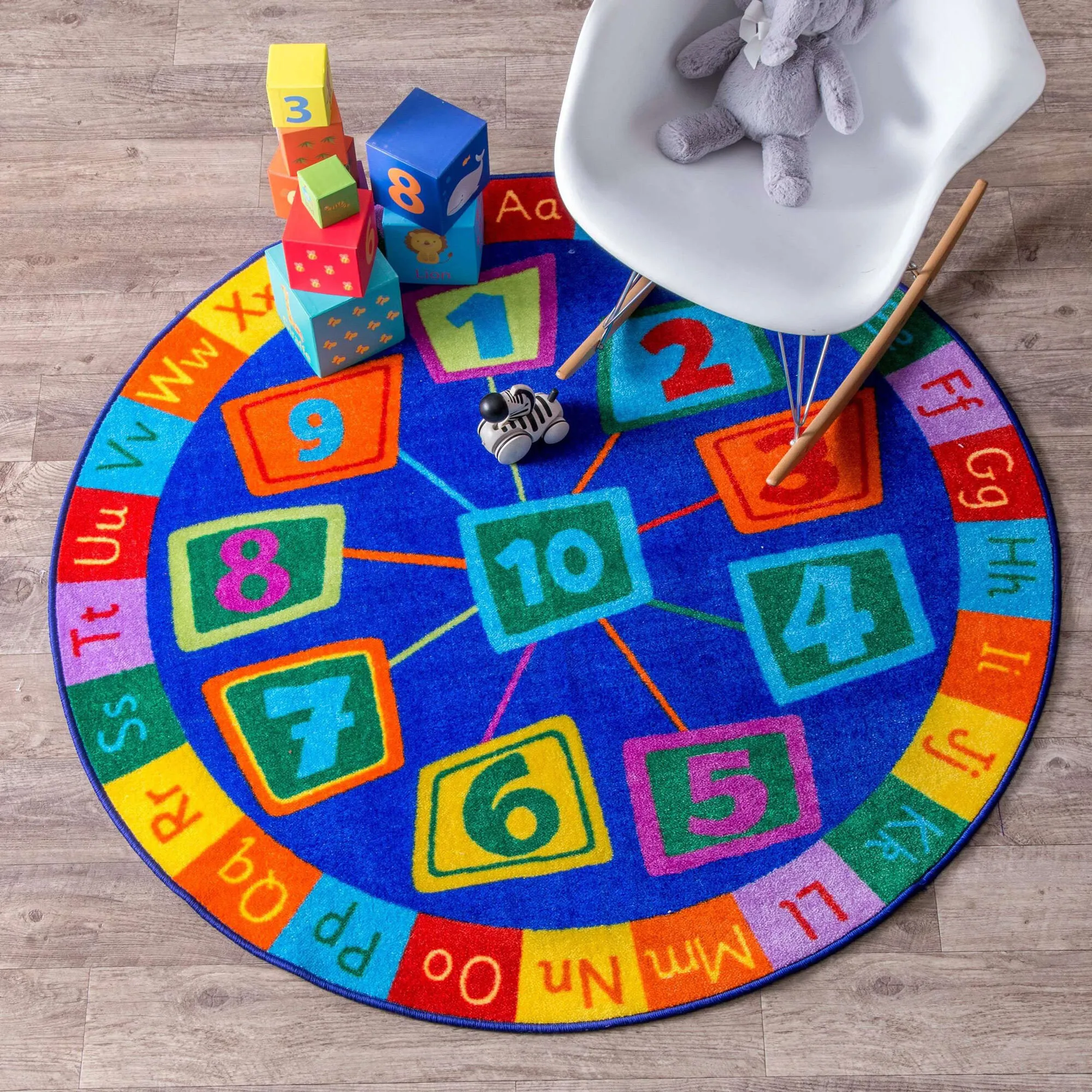 Large View Kids ABC & Numbers Round Rug