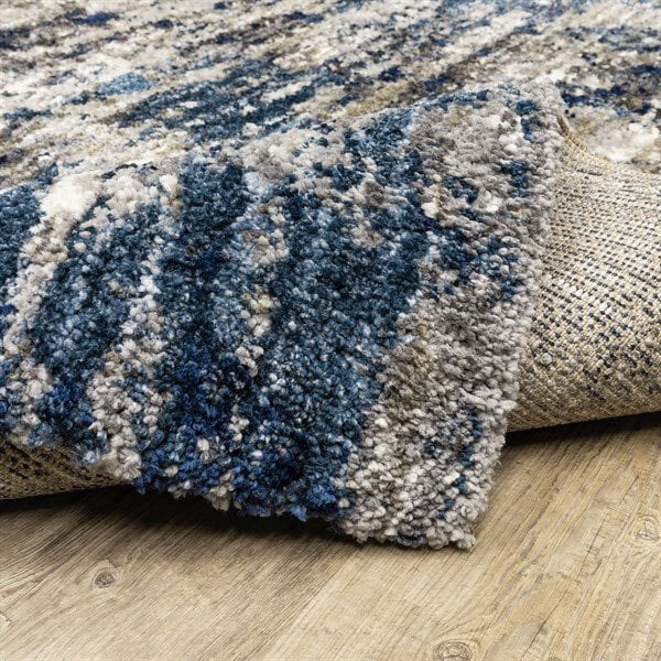 Kupa Blue Abstract Shaggy Rug