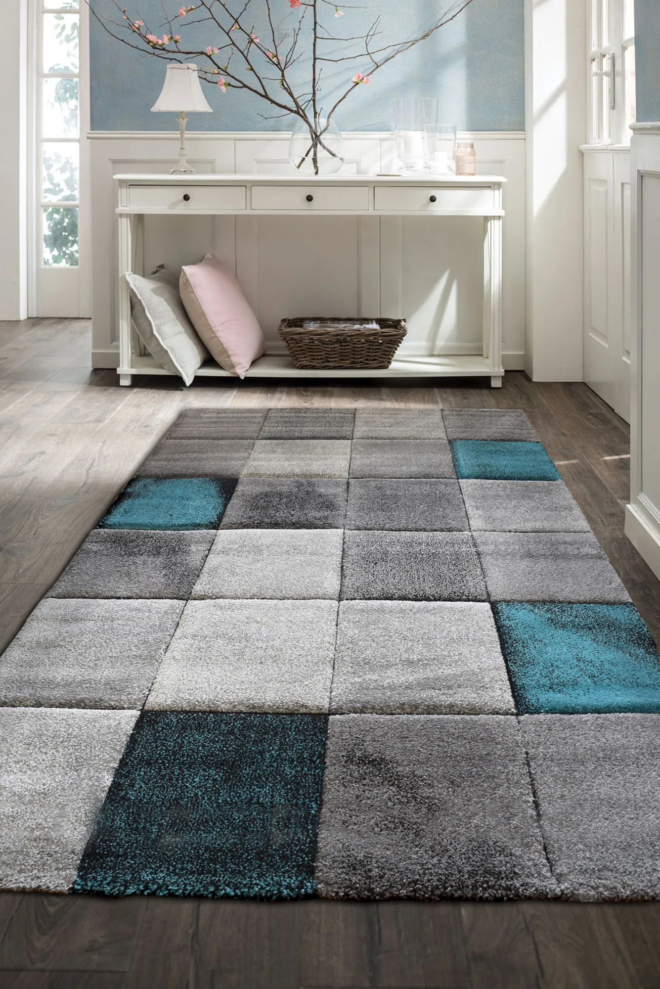 Large View Lucia Carved Square Pattern Rug
