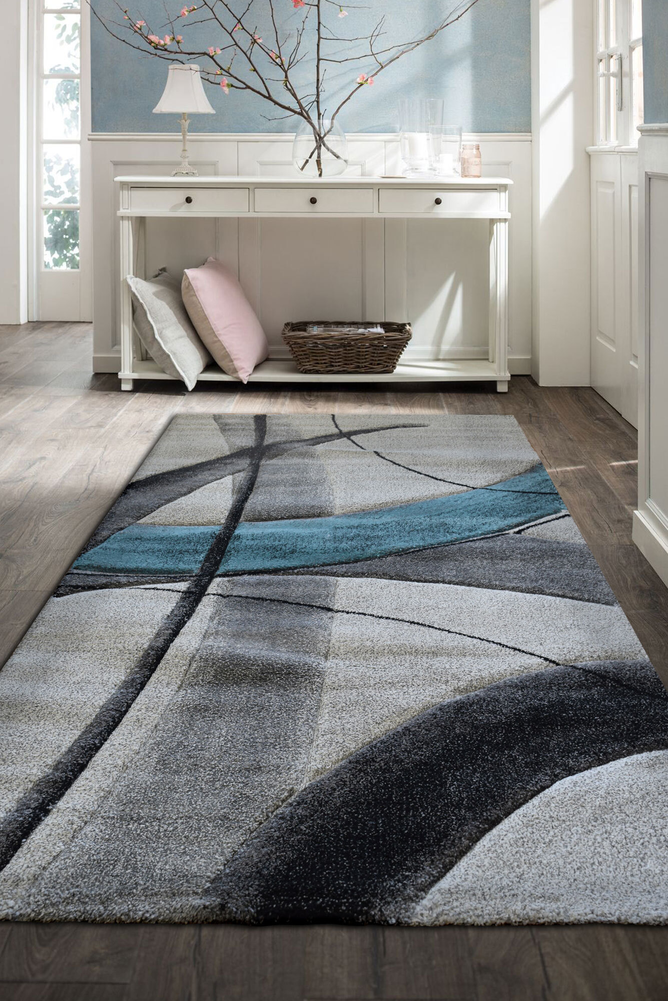 Lucia Modern Blue Abstract Rug