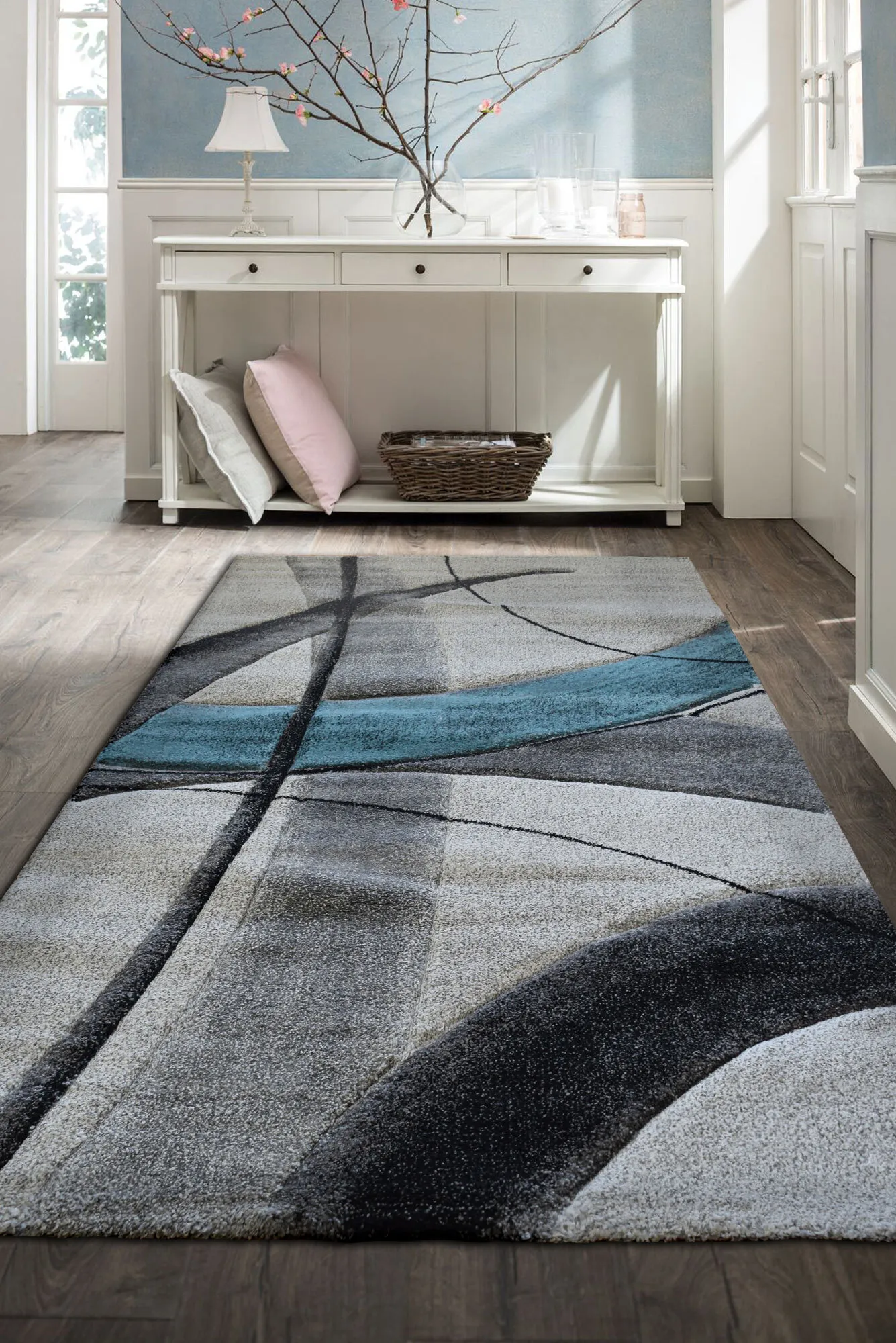 Large View Lucia Modern Blue Abstract Rug