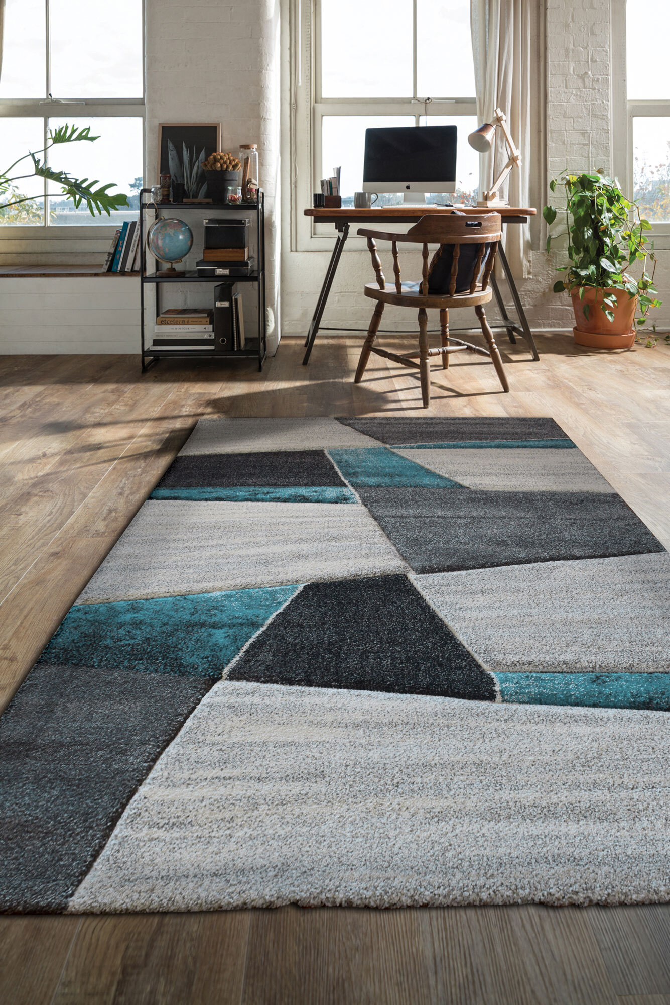 Large View Lucia Modern Blue Geometric Rug