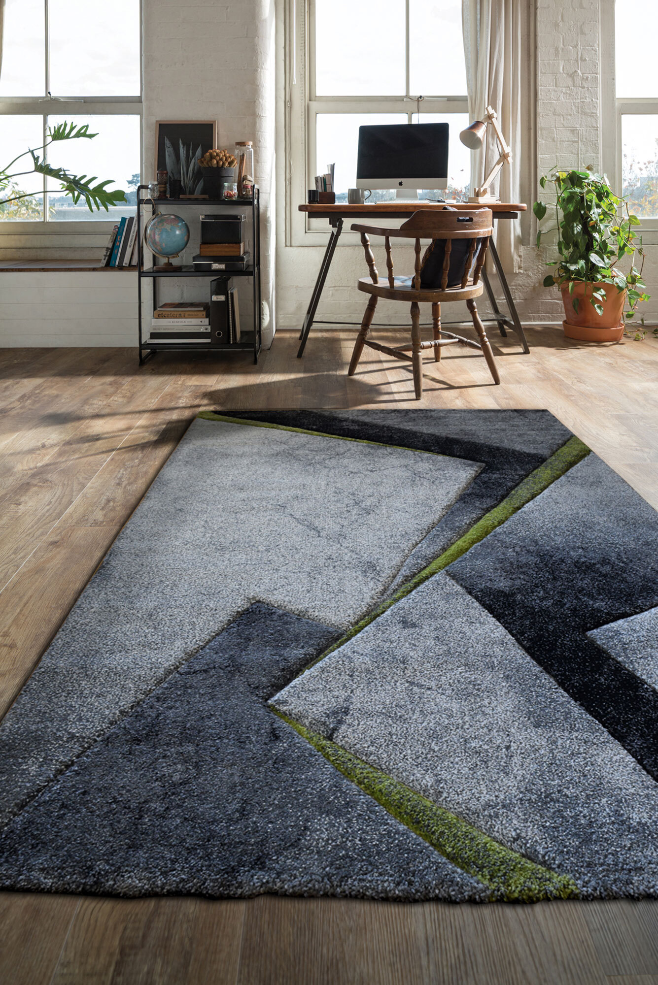 Lucia Green Modern Abstract Rug