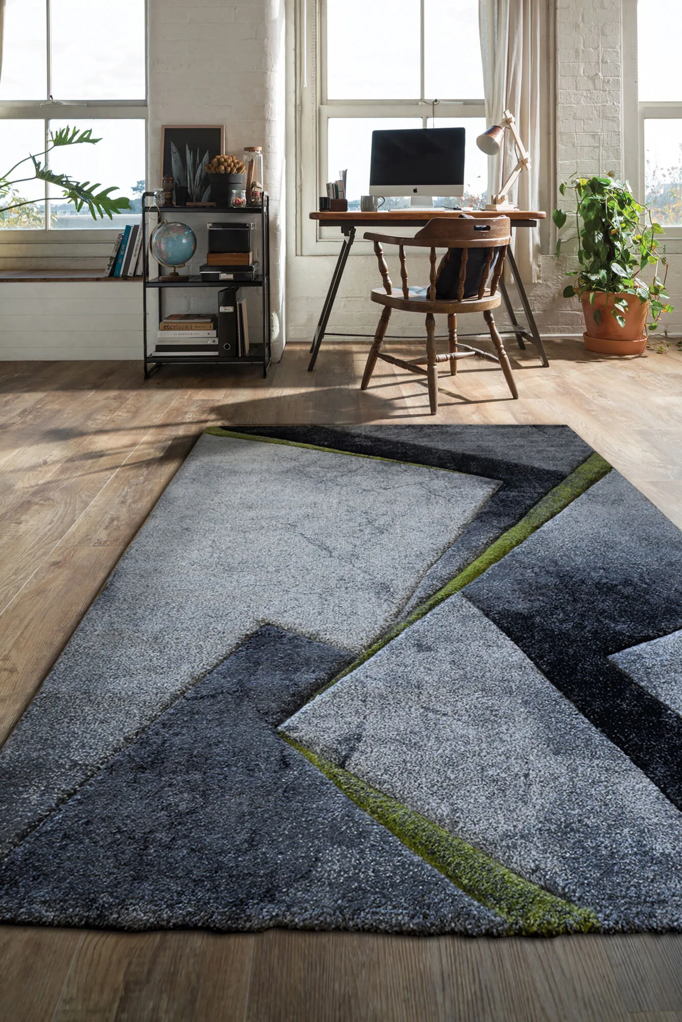 Large View Lucia Green Modern Abstract Rug