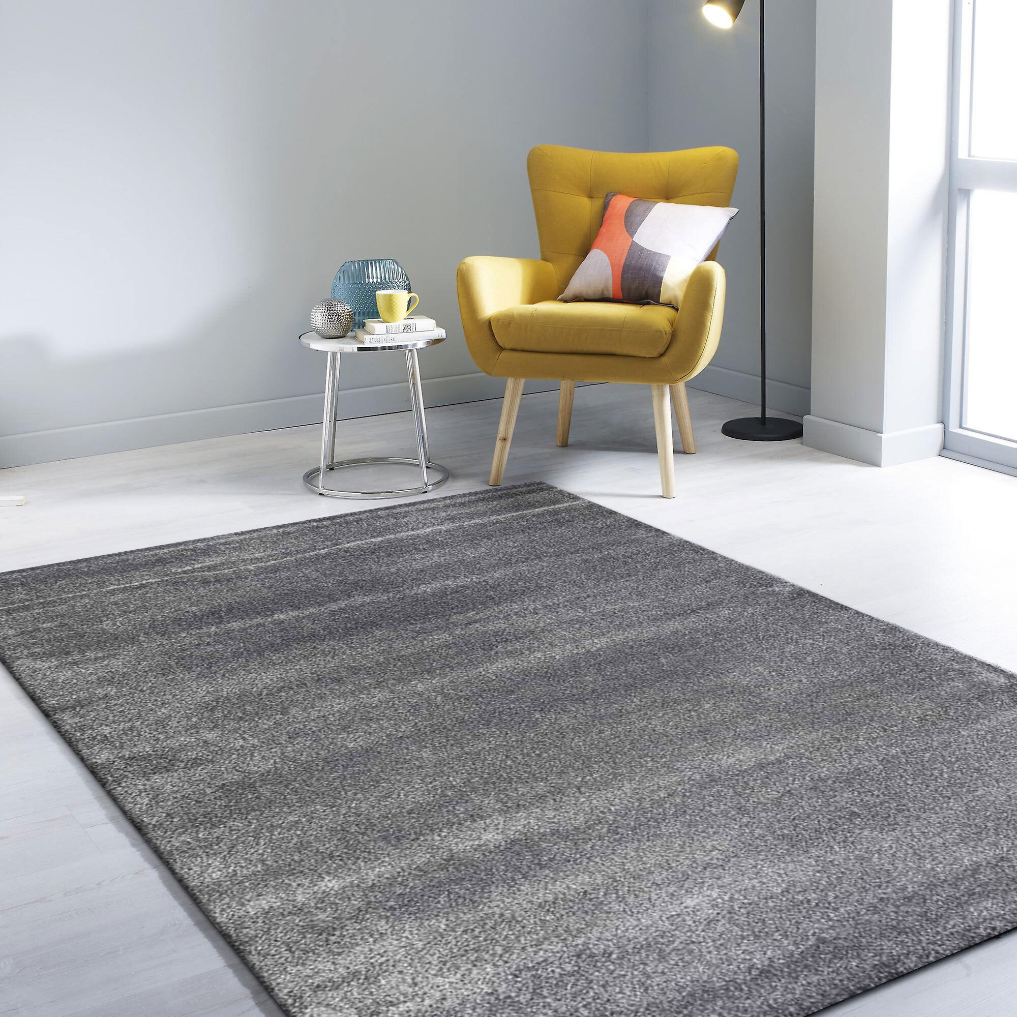 Large View Leo Modern Thick Plain Grey Rug