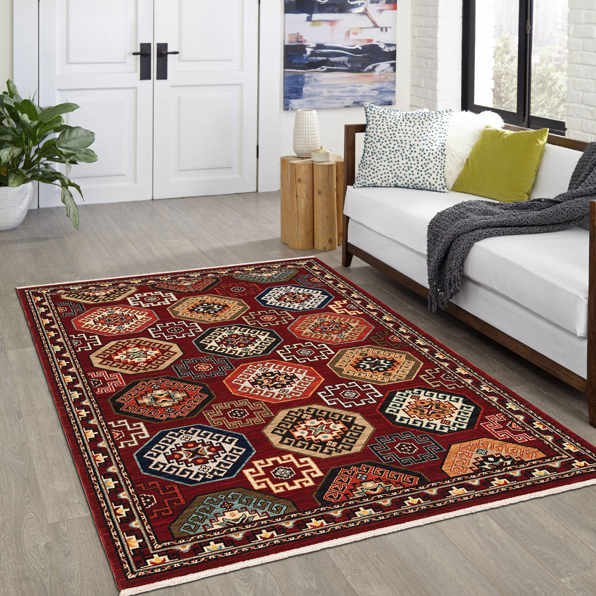 Large View Leah Classic Geometric Wool Rug