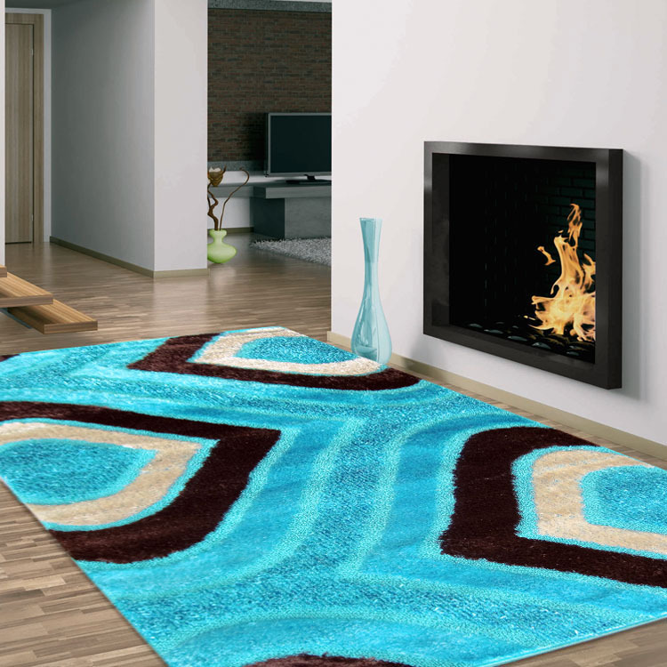 Logan Teal Modern Shaggy Rug
