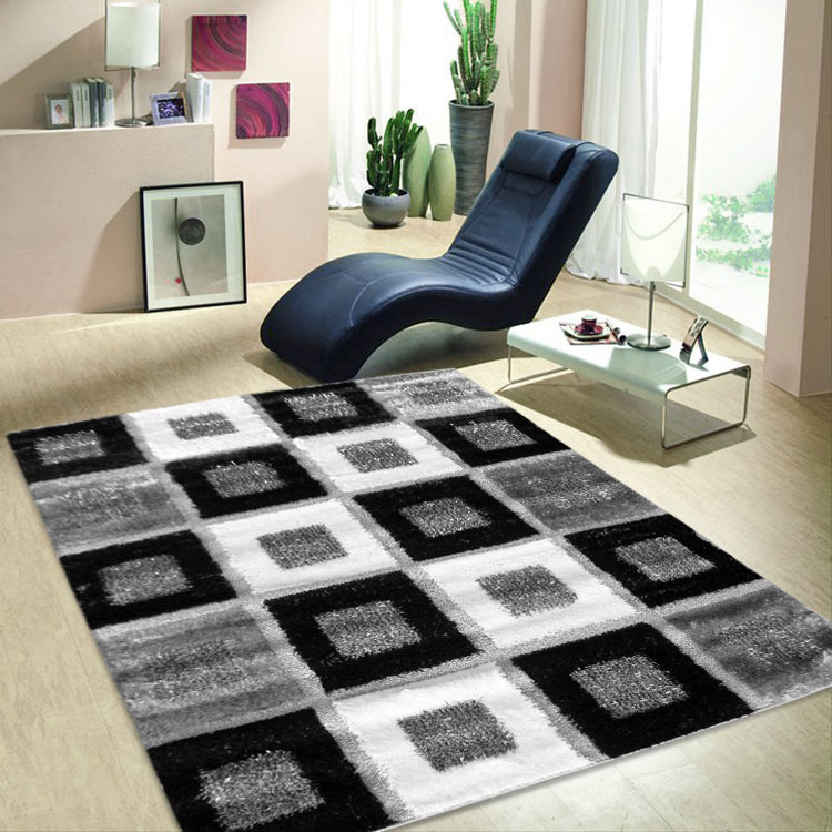 Large View Logan Square Pattern Shaggy Rug