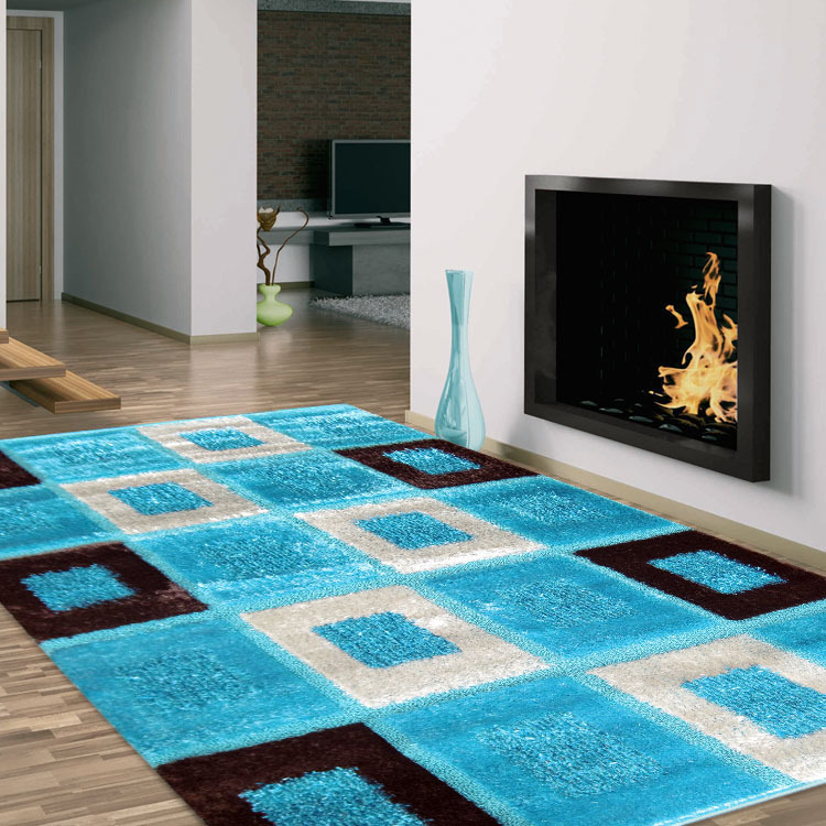 Large View Logan Square Pattern Shaggy Rug