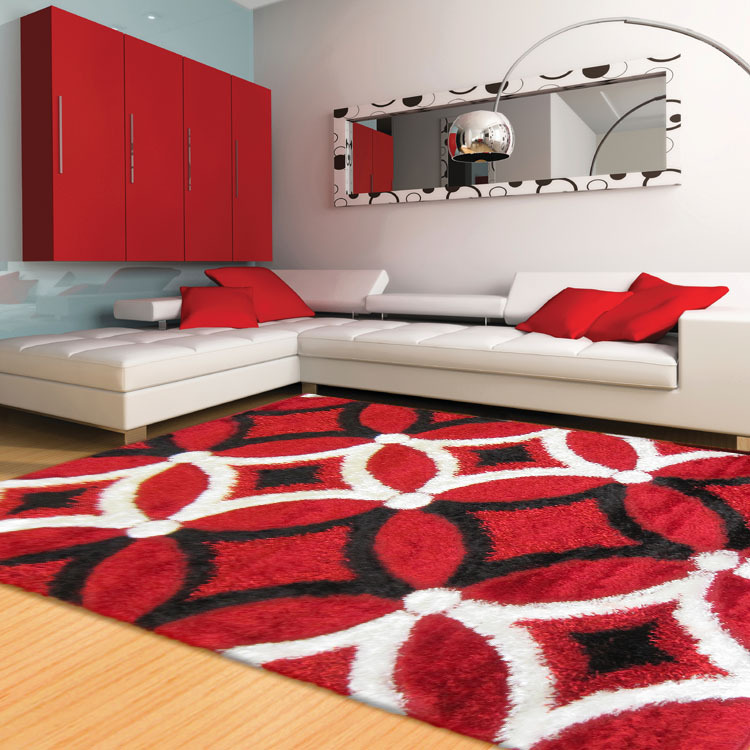 Large View Logan Modern Red Shaggy Rug