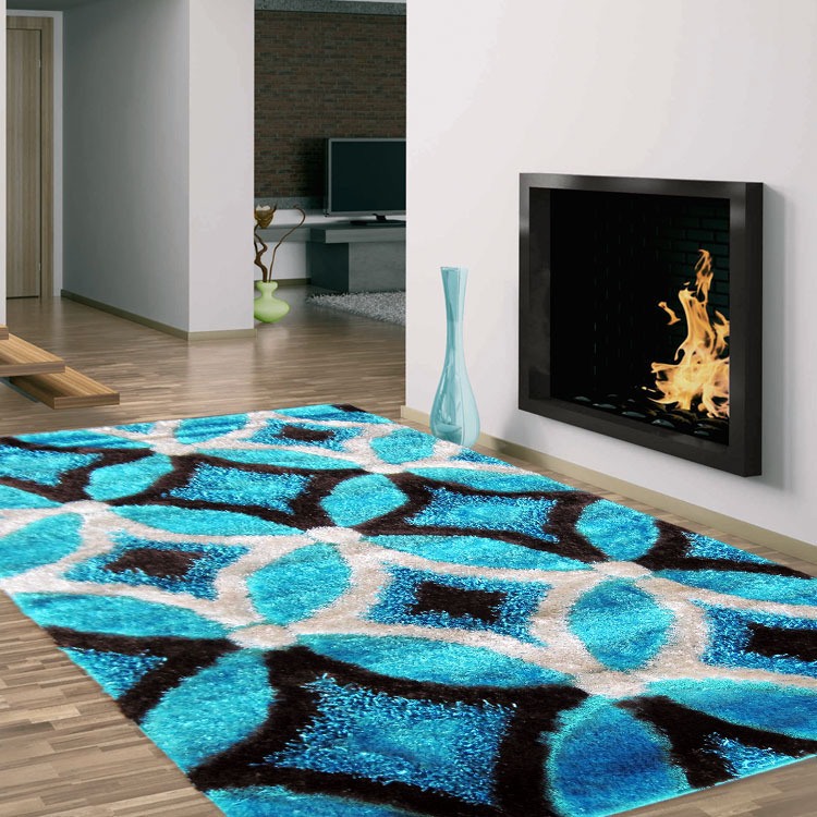 Large View Logan Modern Teal Shaggy Rug