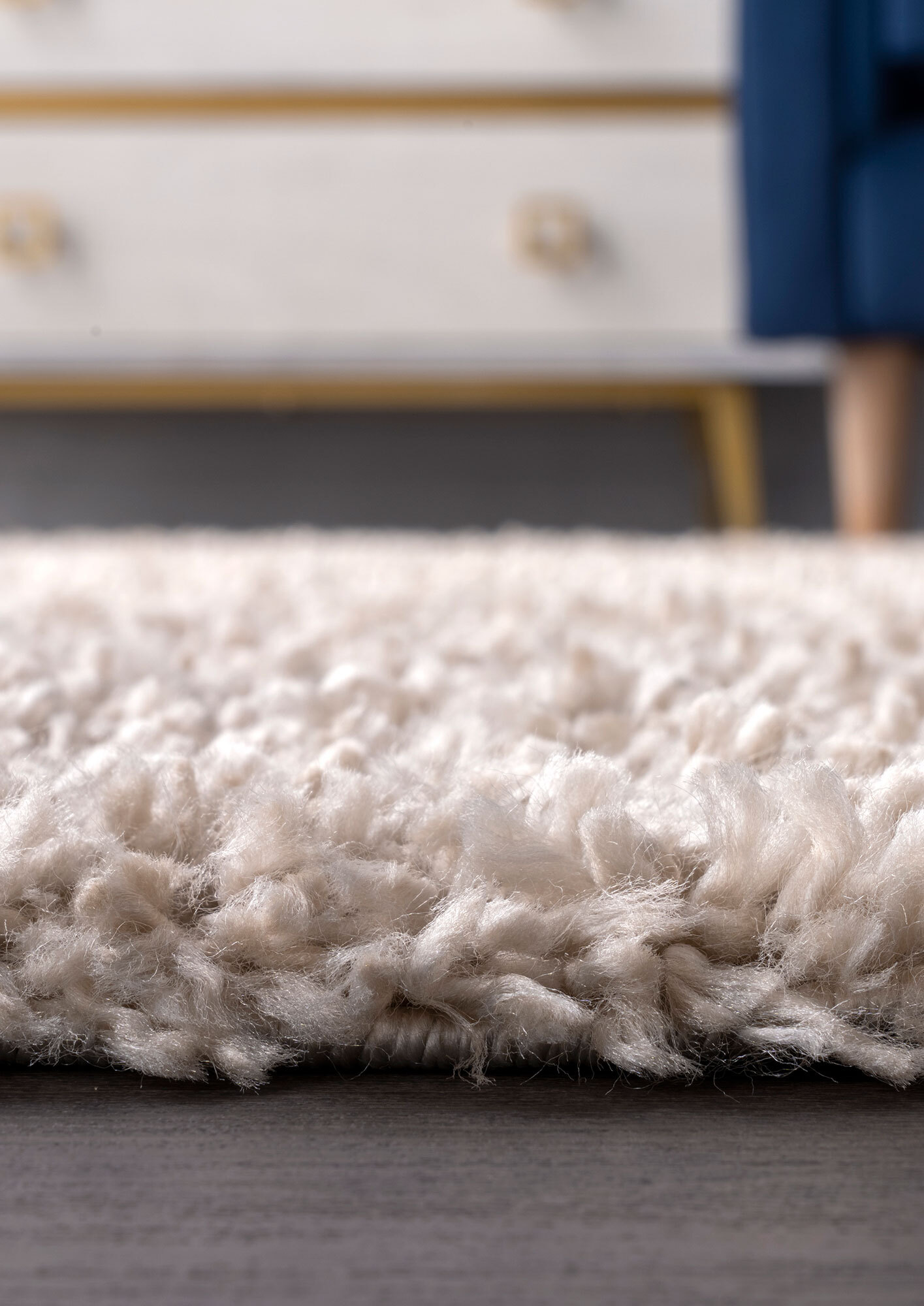 Large View Luis Plain Beige Shaggy Rug