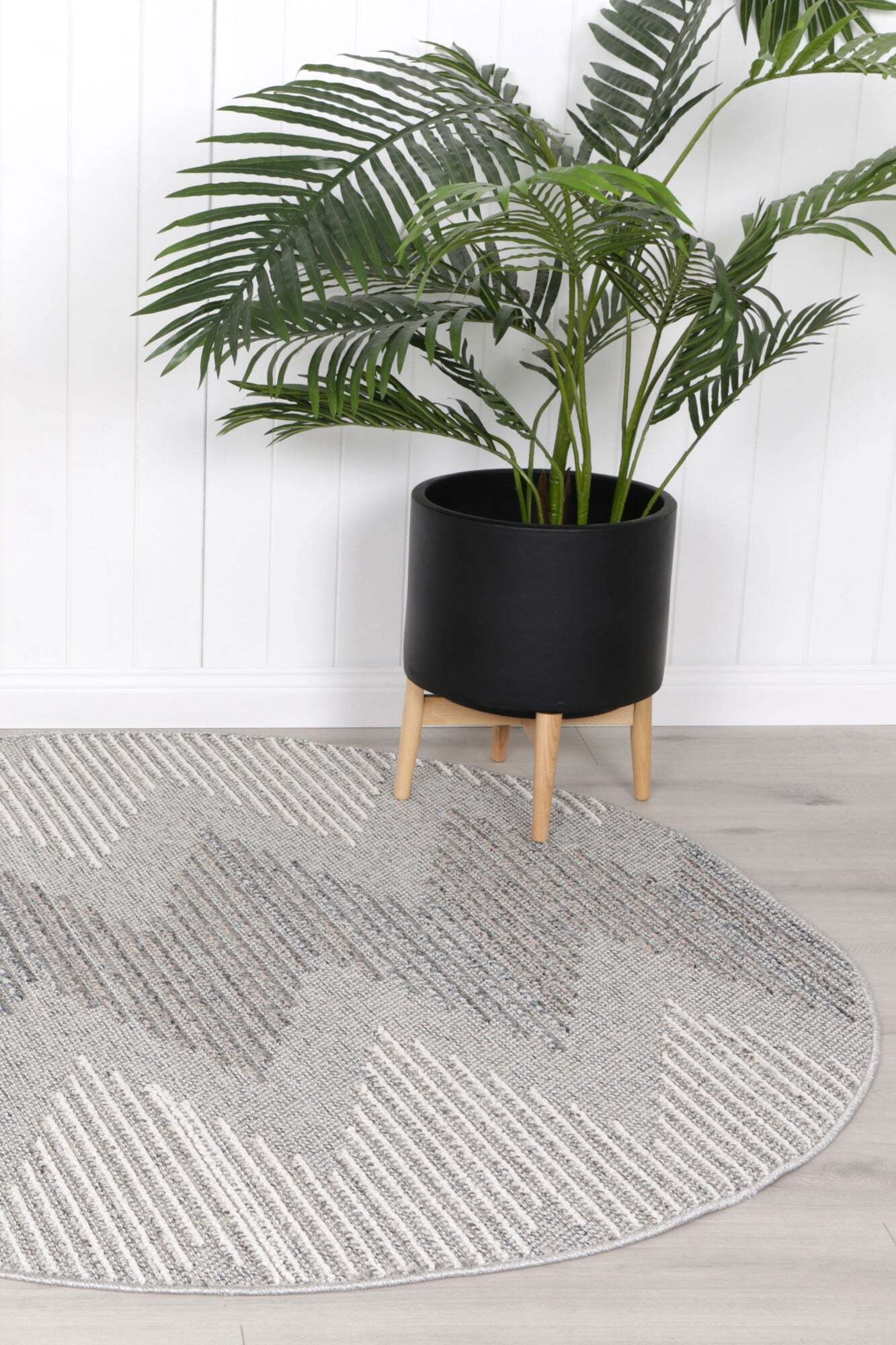 Macy Grey Chevron Striped Rug