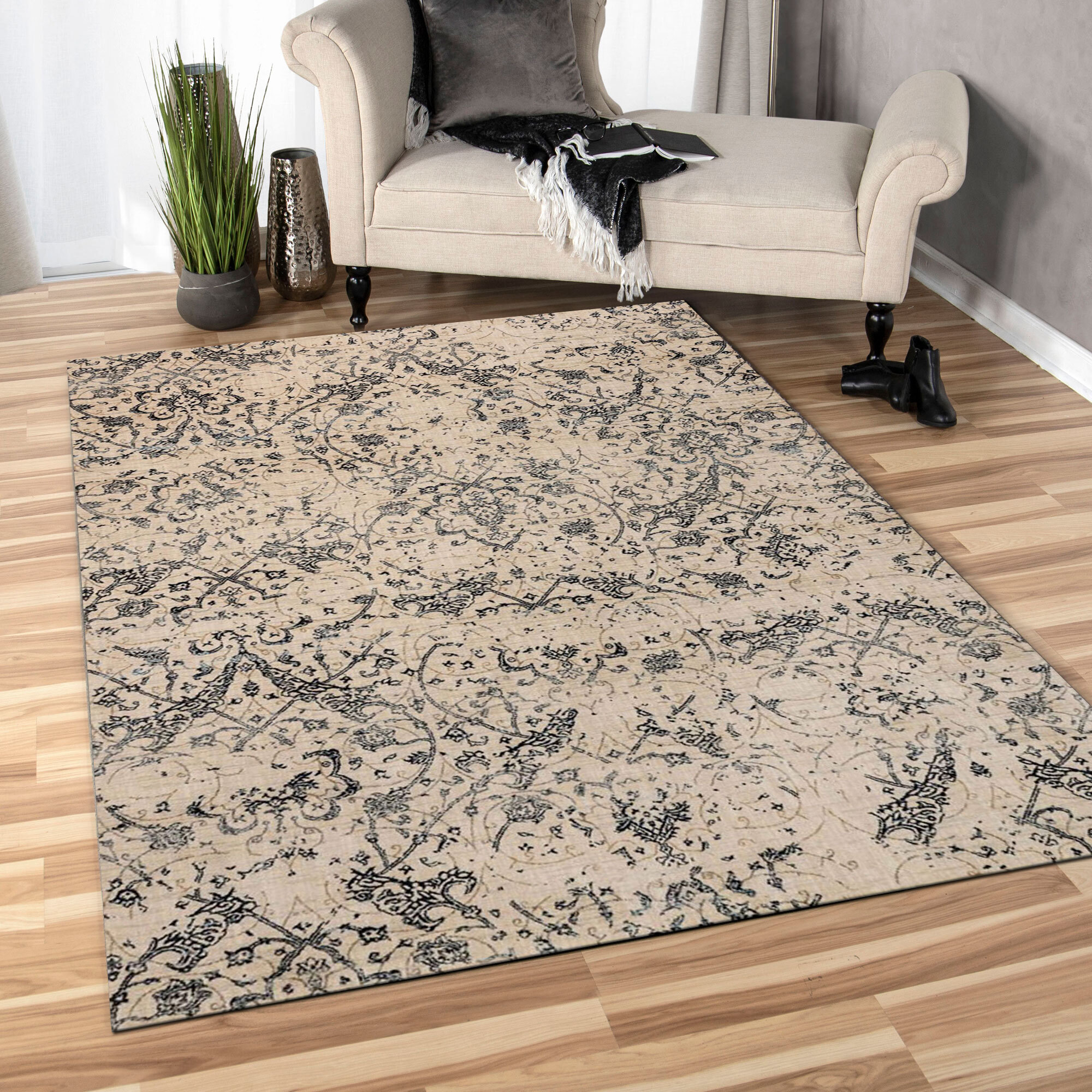 Large View Melanie Contemporary Floral Rug