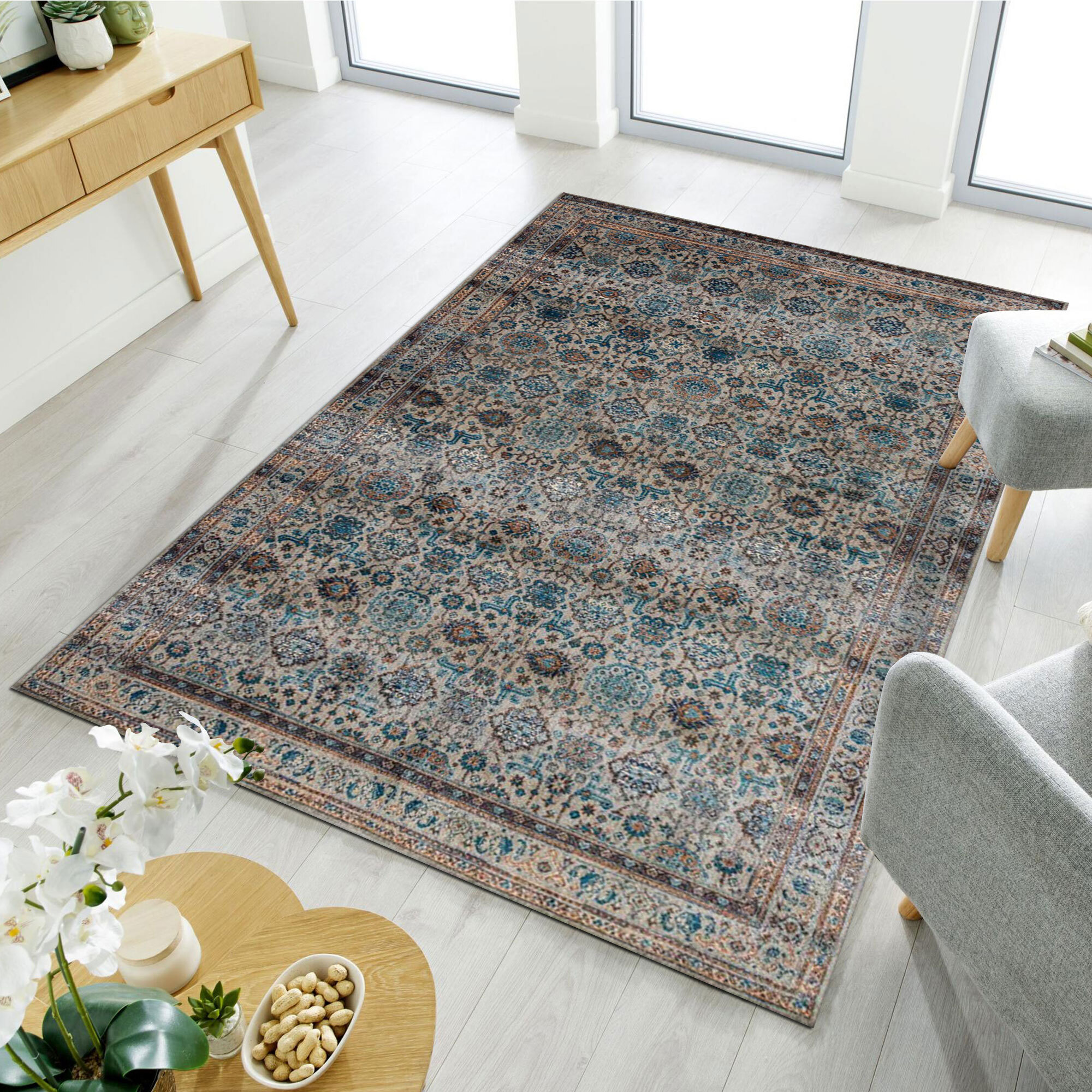 Large View Melanie Traditional Blue Rug