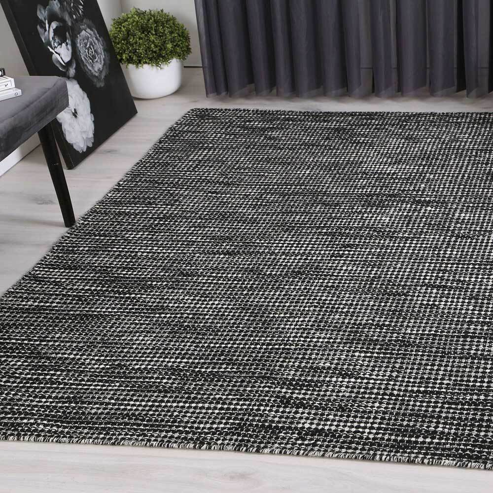 Natura Black Wool Flatweave Rug