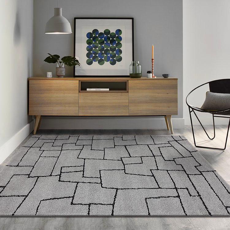 Large View Oda Grey Modern Geometric Rug