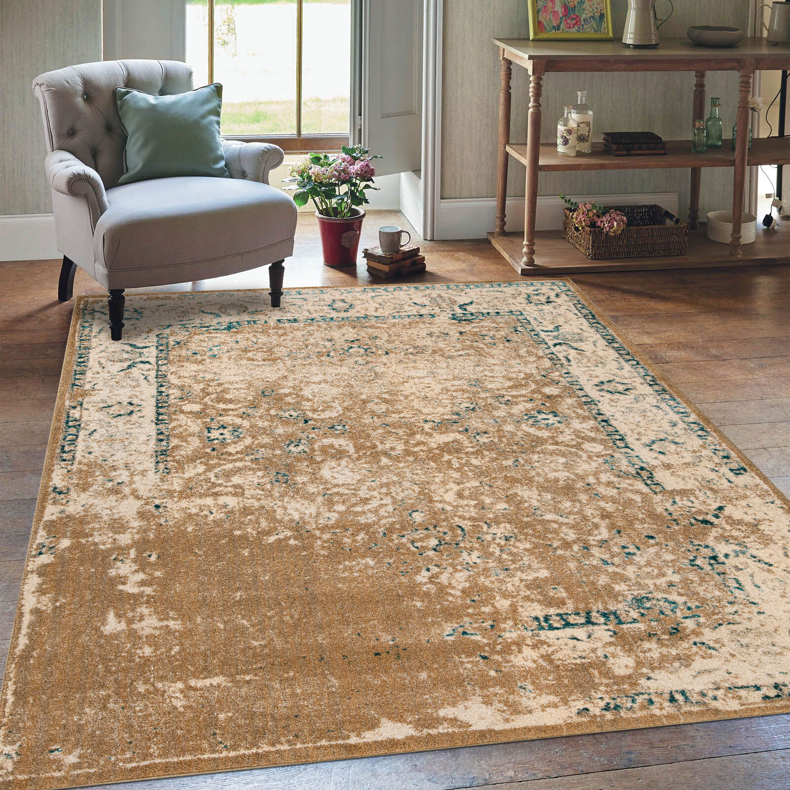 Large View Odin Transitional Border Rug
