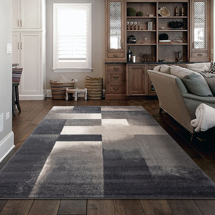 Large View Orel Grey Square Pattern Rug