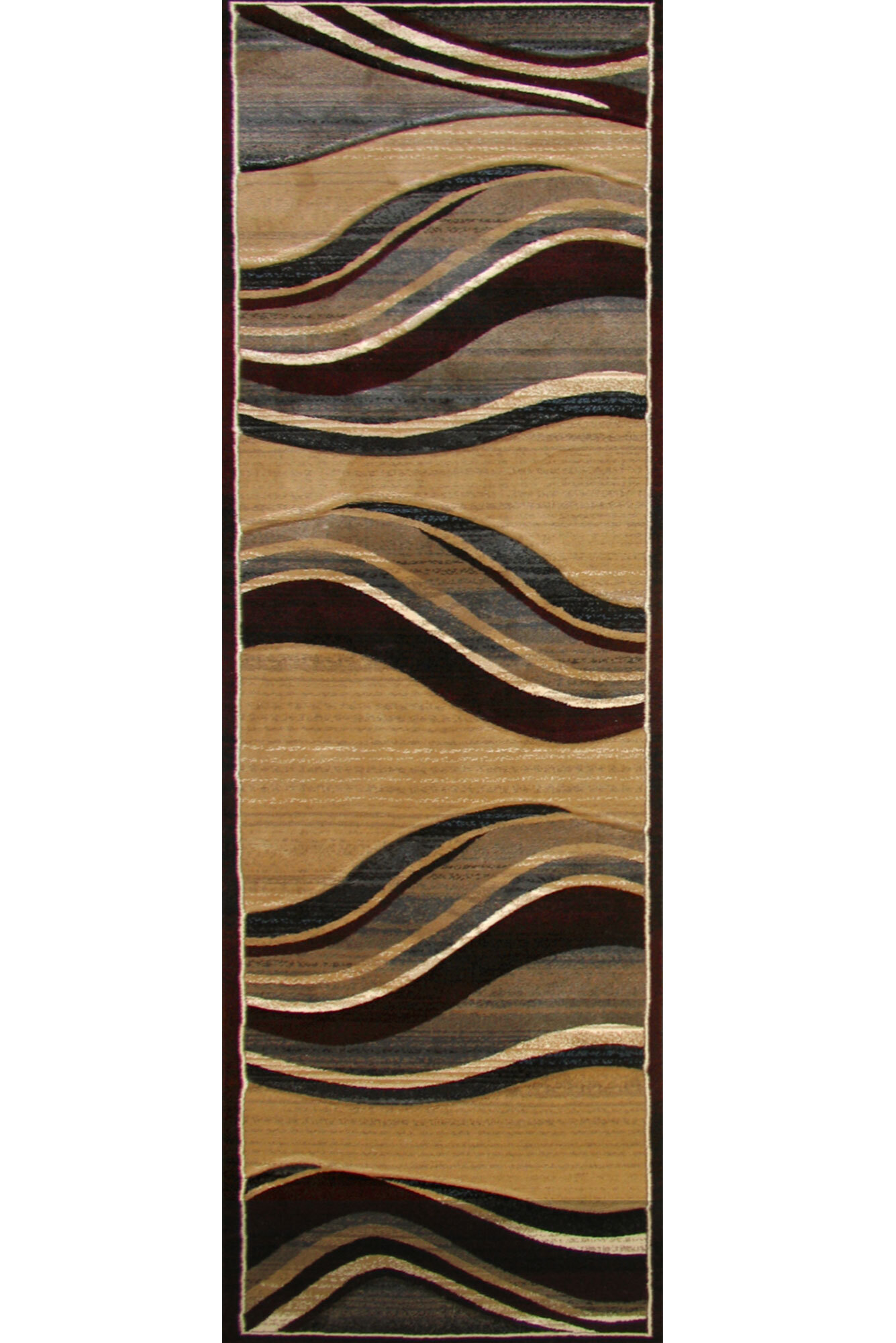 Large View Panama Brown Carved Wavy Rug