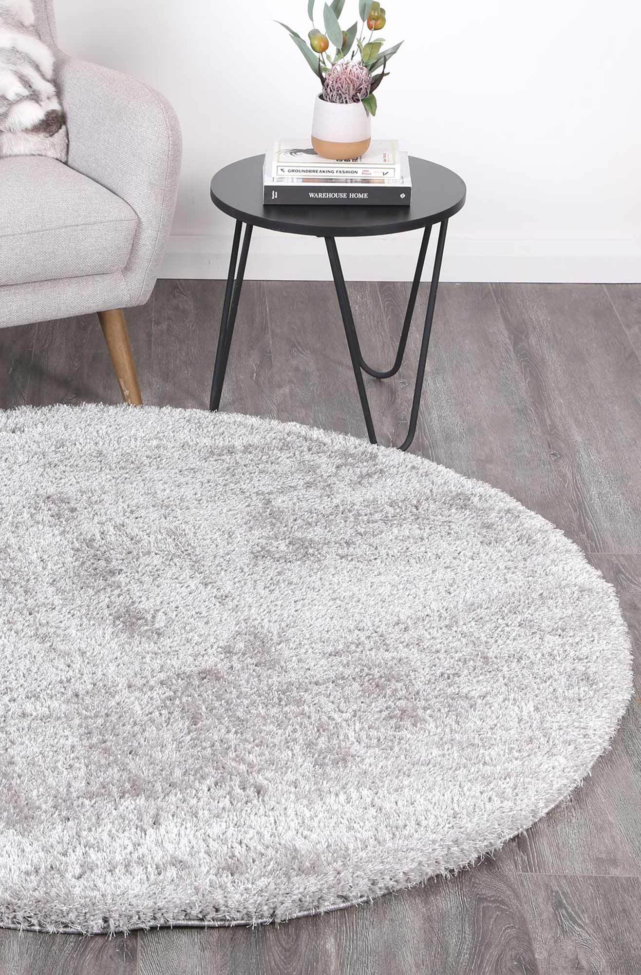 Large View Palace Plain Light Grey Shaggy Rug