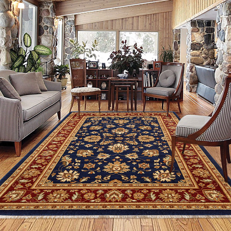Large View Parker Navy Traditional Floral Rug