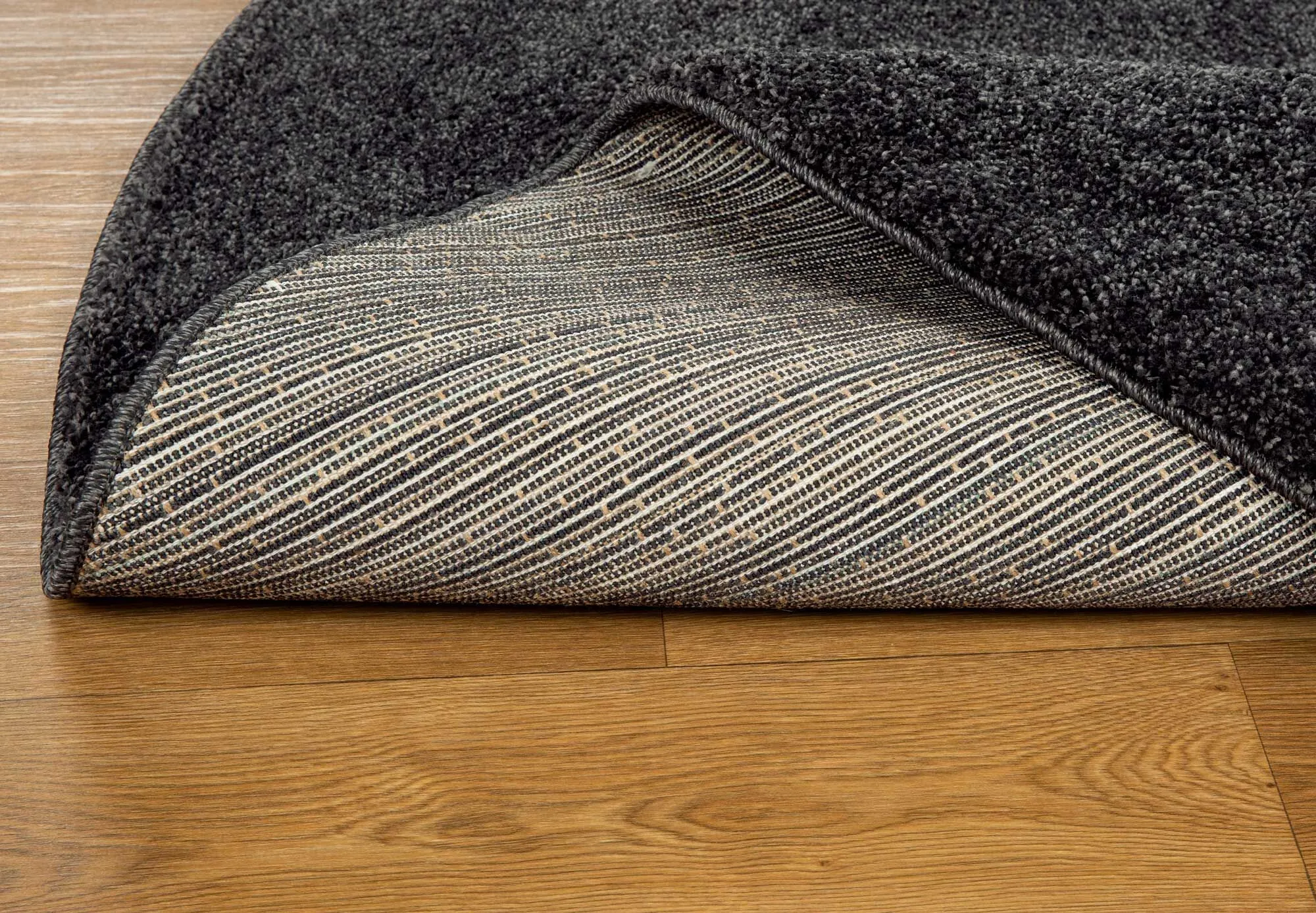 Large View Plush Plain Black Rug