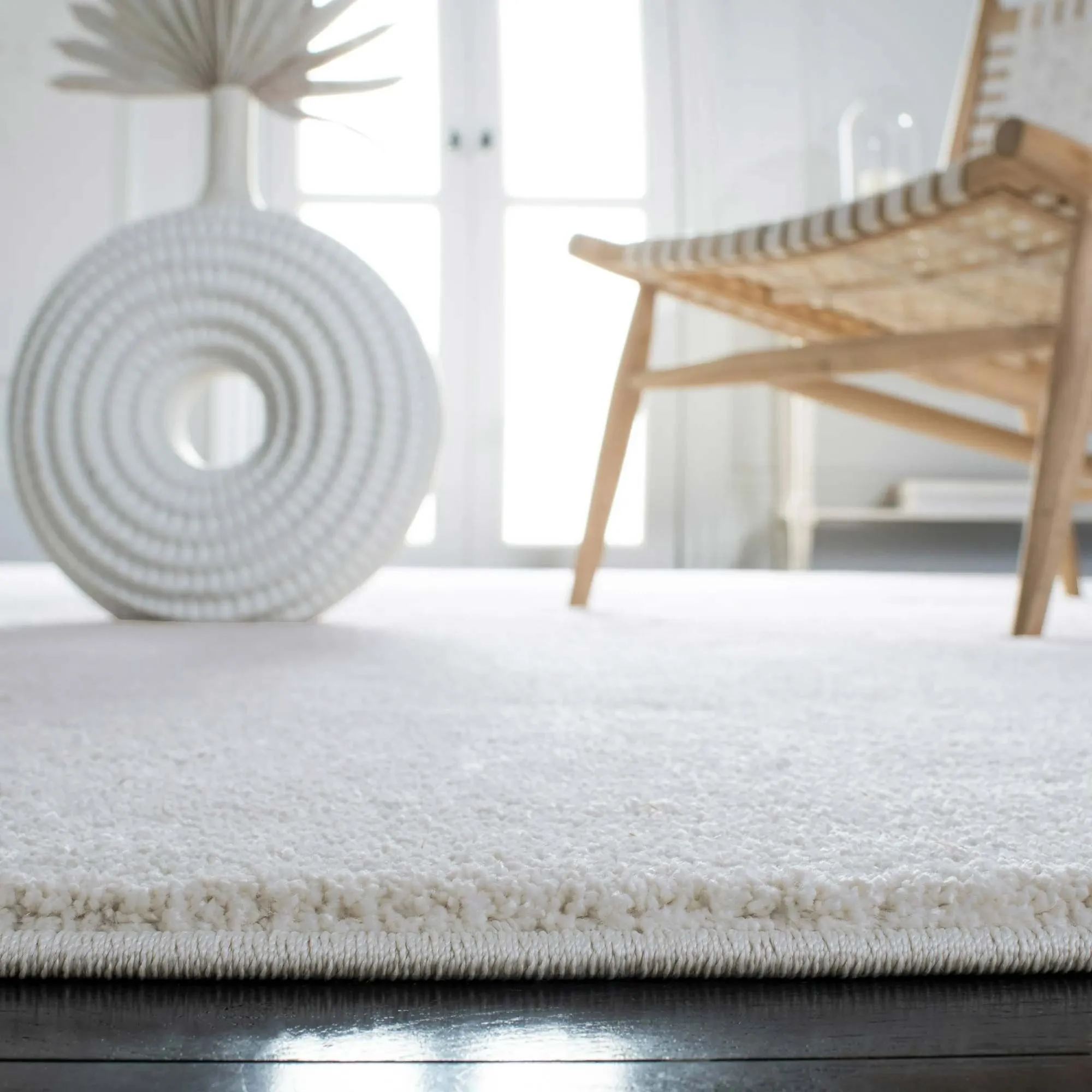 Large View Plush Plain White Rug