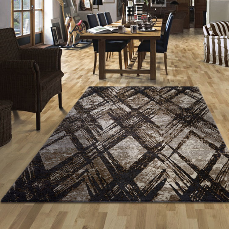 Large View Sade Brown Trellis Pattern Rug