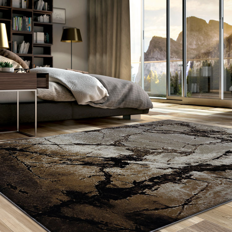 Large View Sade Brown Marble Pattern Rug